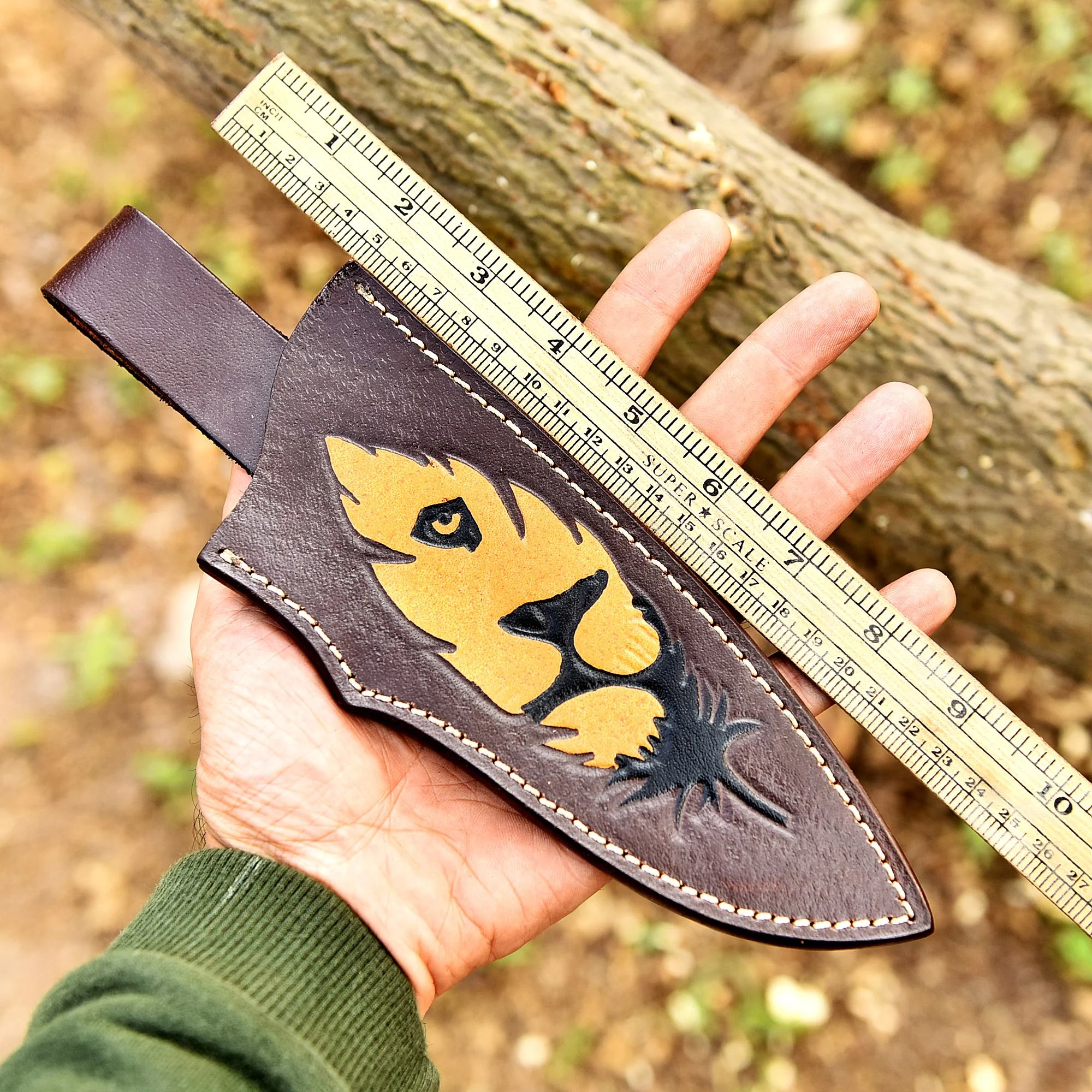 Handmade Leather Knife Sheath Fix Blade Knife Holster - Hand Engraved - Image 5