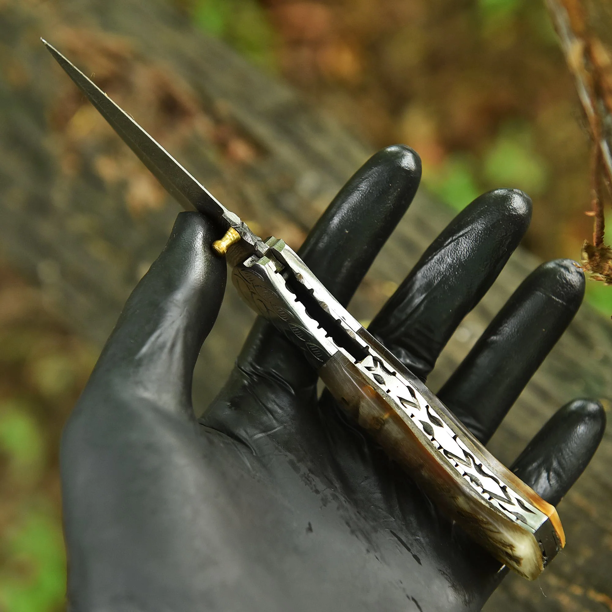 Handmade Outdoor Folding Double Edge Blade Dagger Outdoor Camping Knife - Image 3