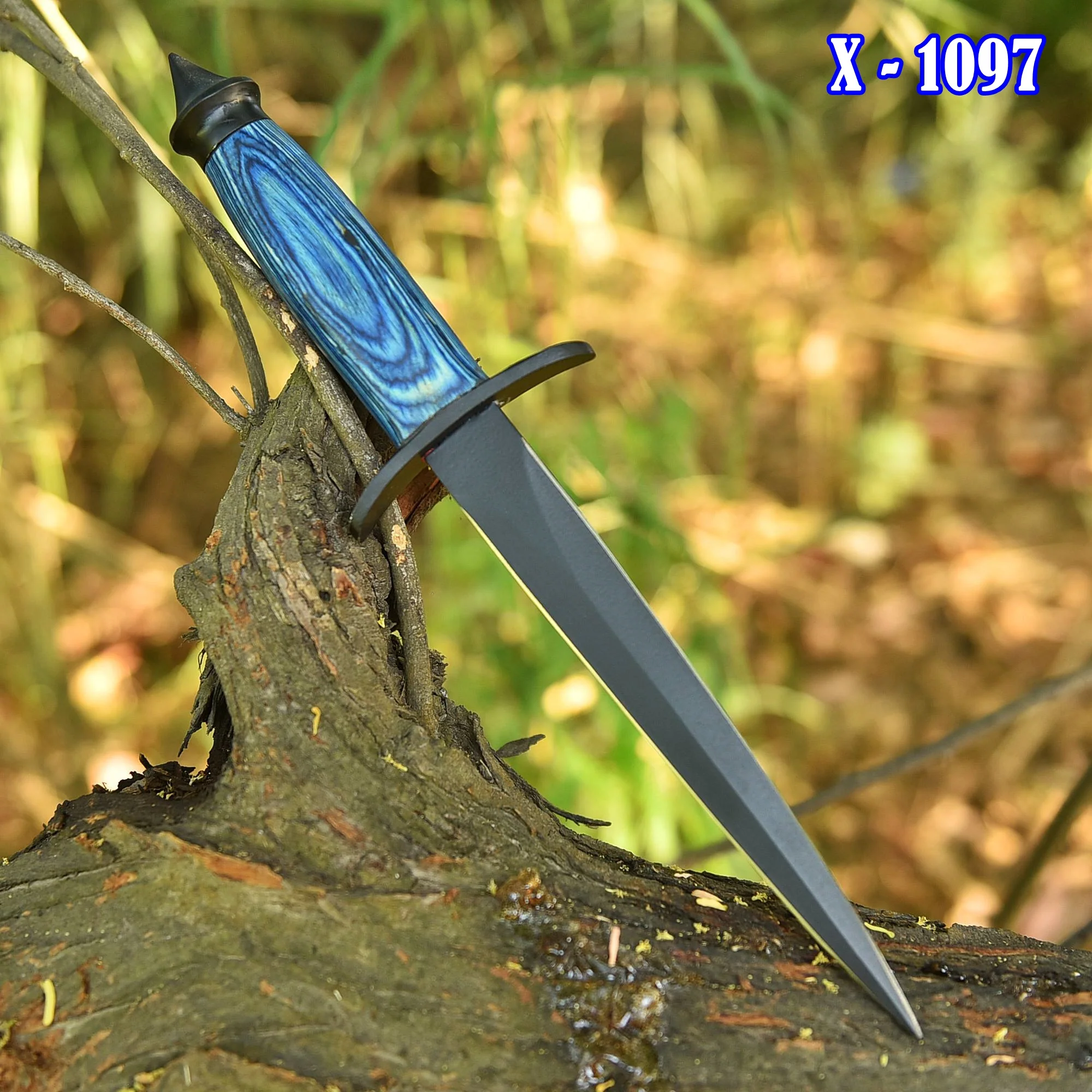 Handmade Outdoor Hunting Camping Double Edge D2 Blade Dagger Knife - Image 2