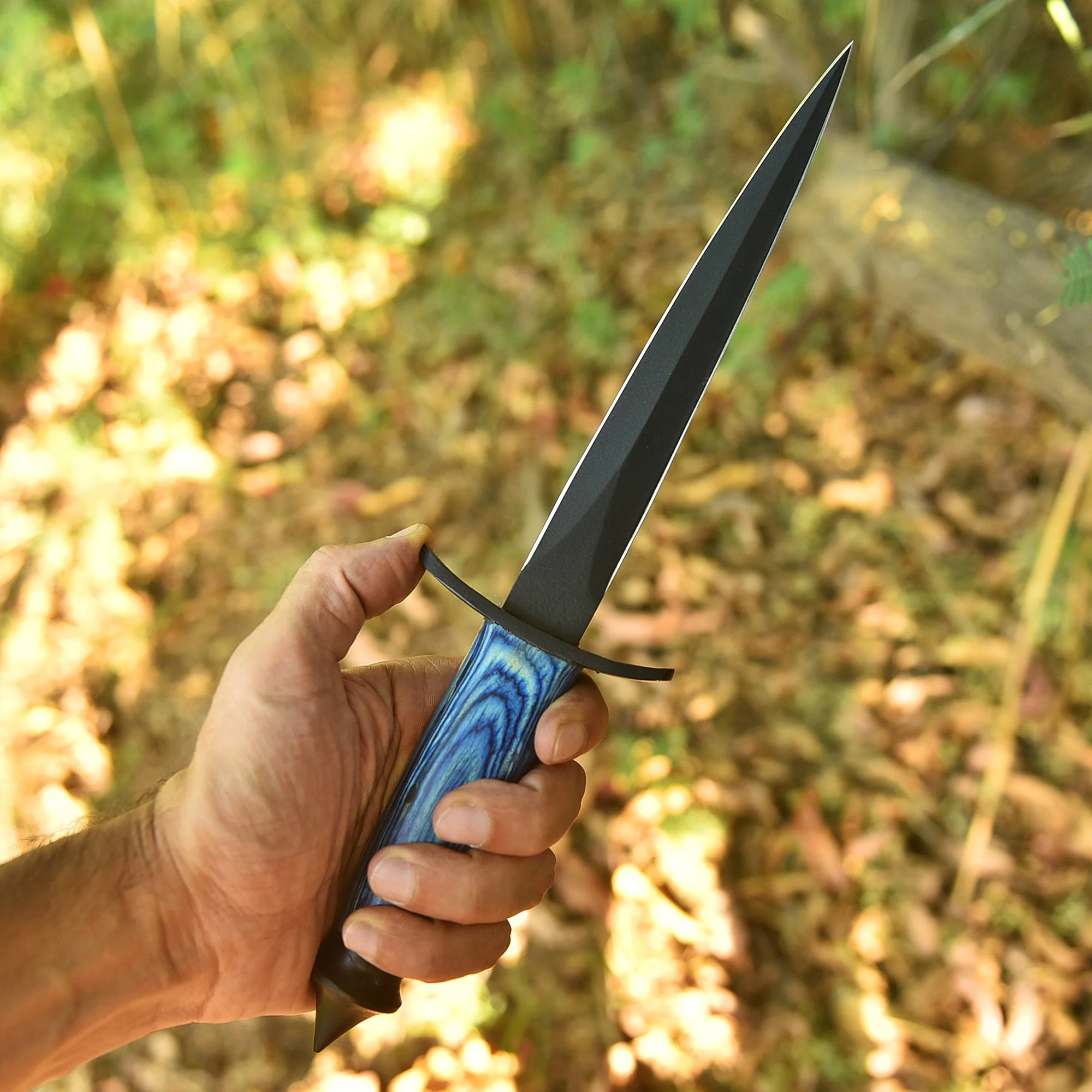 Handmade Outdoor Hunting Camping Double Edge D2 Blade Dagger Knife - Image 3