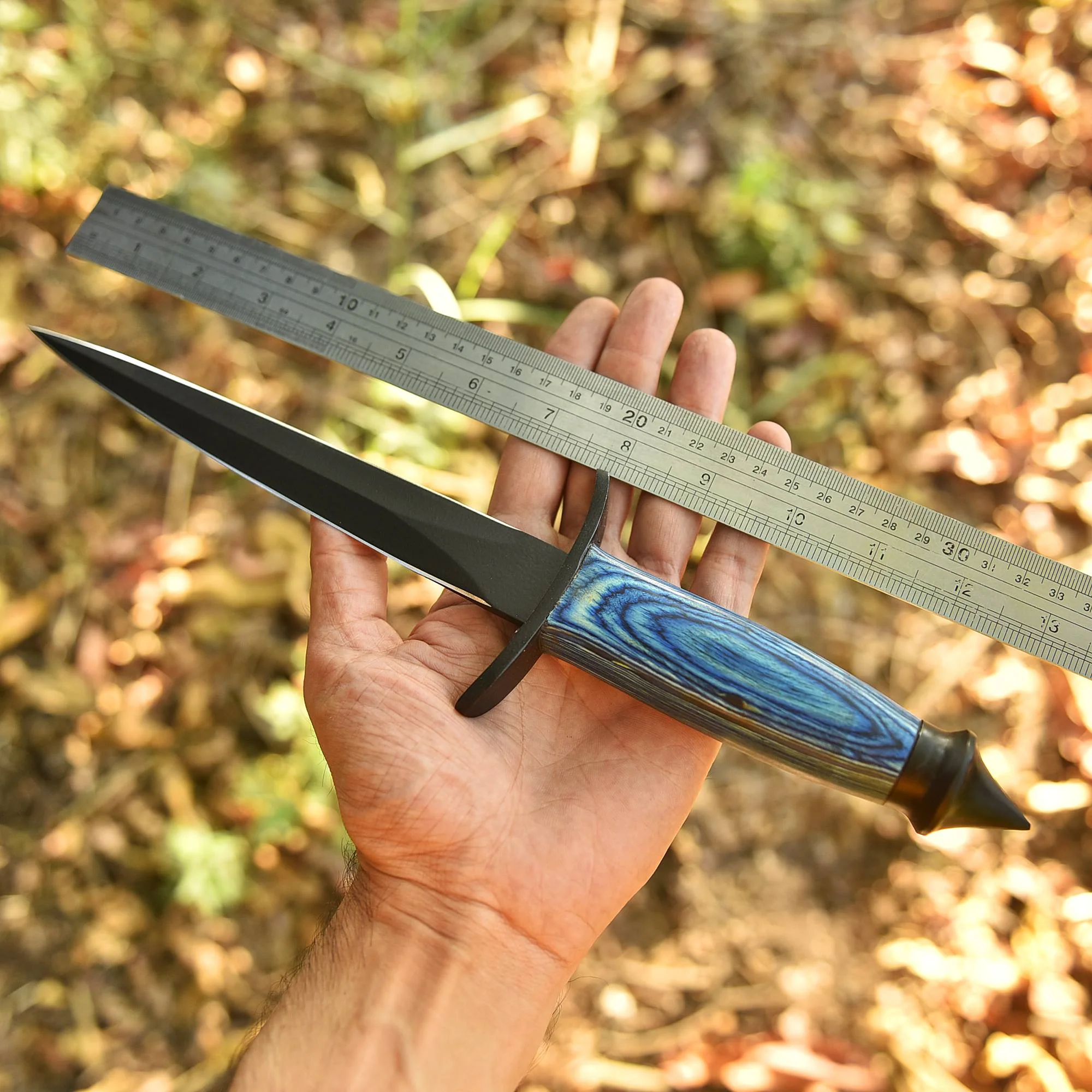 Handmade Outdoor Hunting Camping Double Edge D2 Blade Dagger Knife - Image 4