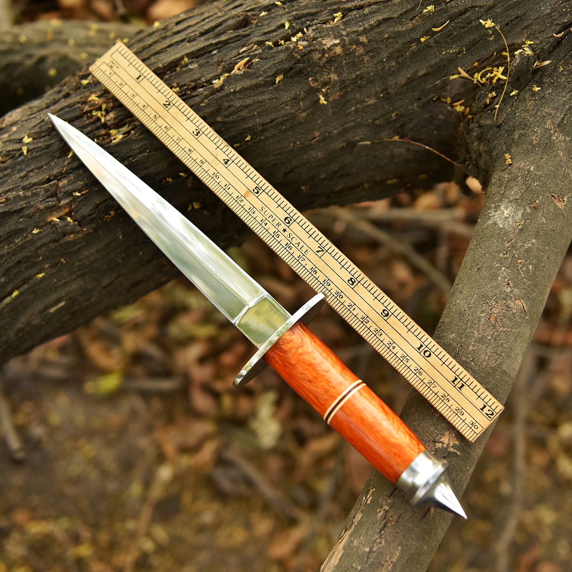 Heavy Duty Double Edge Carbon Steel High Polish Dagger Knife Resin Handle - Image 9