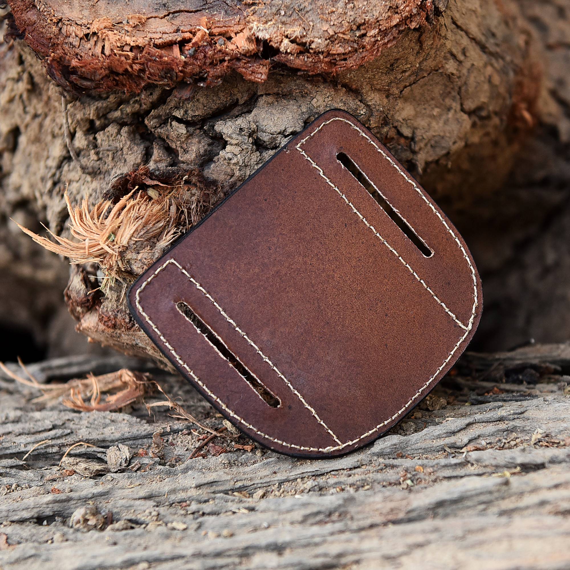 Heavy Duty EDC Handmade Top Grain Leather Folding Knife Sheath - Image 3