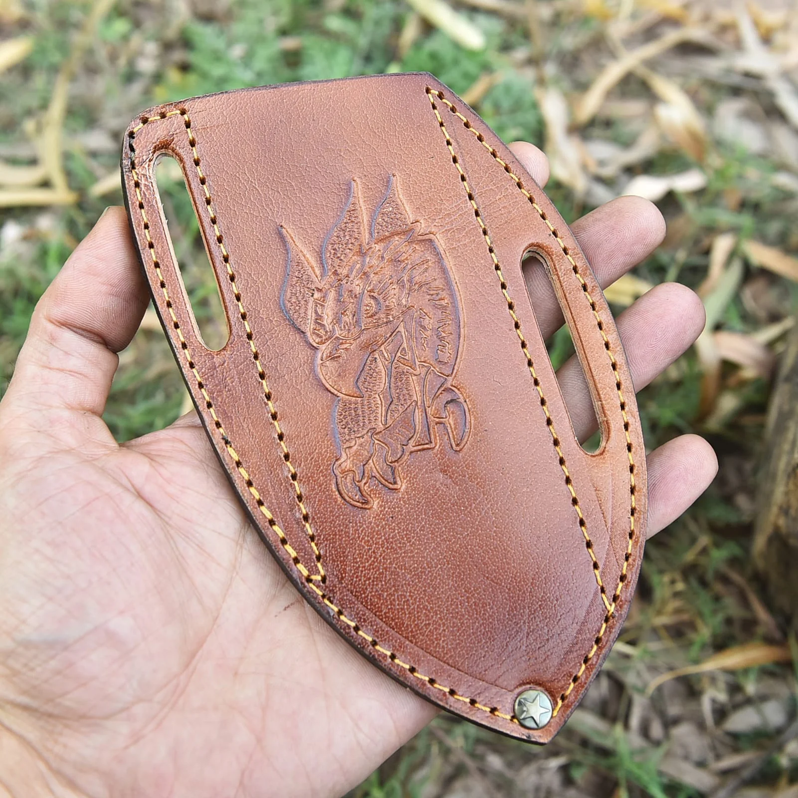Heavy Duty Full Grain Leather Fixed Blade Outdoor Camping Hunting Sheath - Image 5