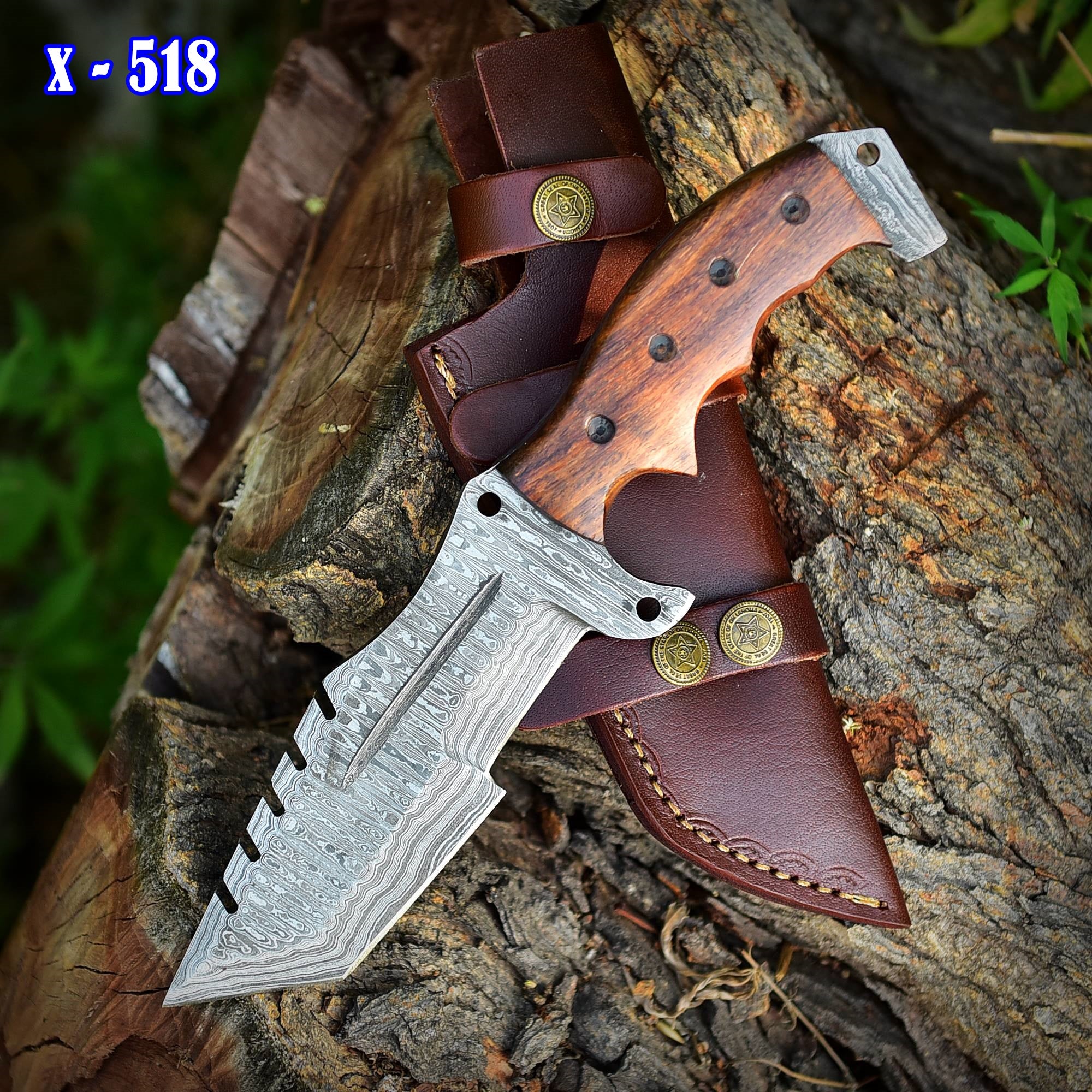 Heavy Duty Handmade Damascus Steel Tracker Bushcraft Camping Knife - Image 2
