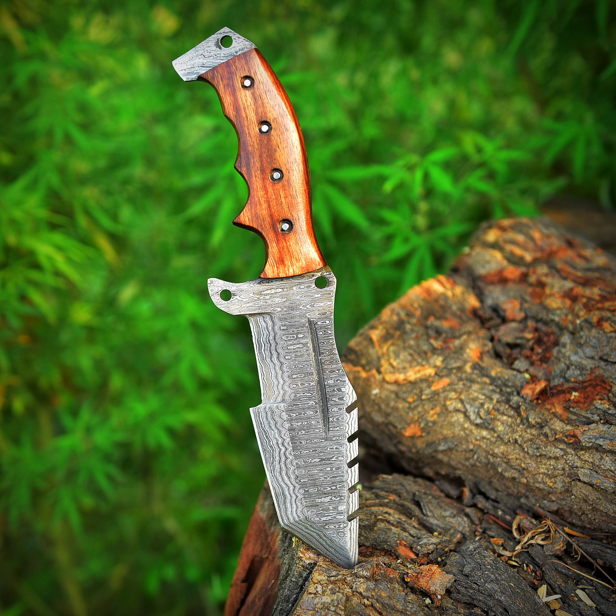 Heavy Duty Handmade Damascus Steel Tracker Bushcraft Camping Knife - Image 4