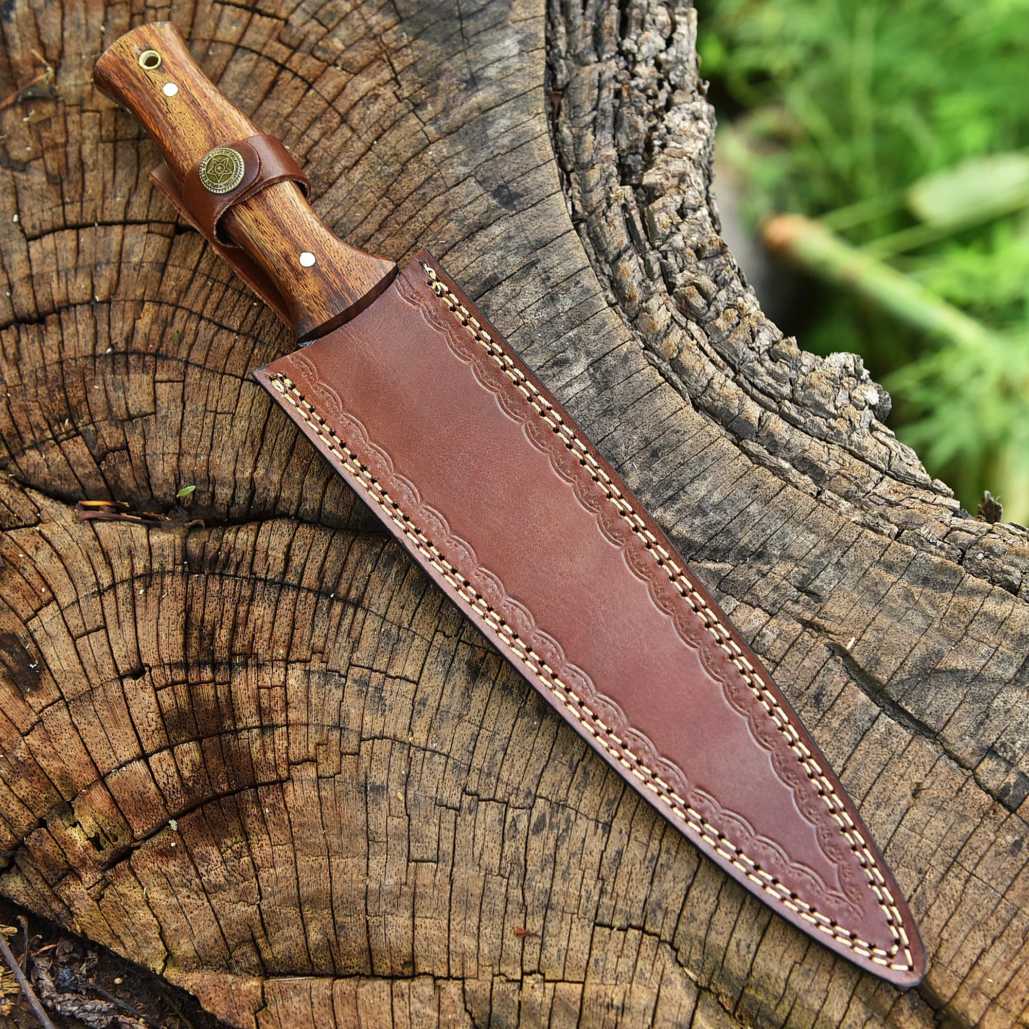 High End Handcrafted Damascus Steel Double Edge Blade Dagger Knife - Image 5
