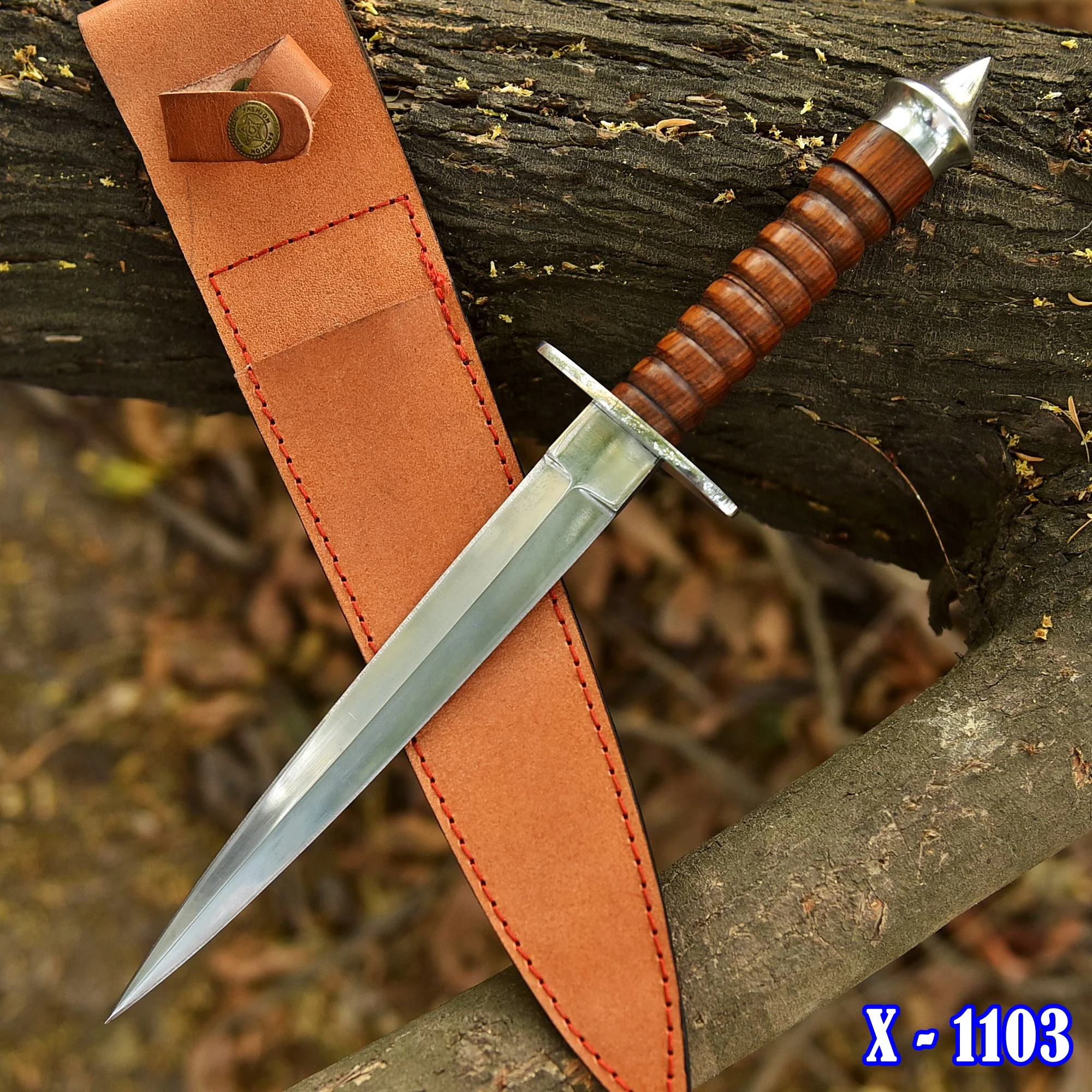 High Performance Double Edge Carbon Steel High Polish Dagger Wood Handle - Image 6