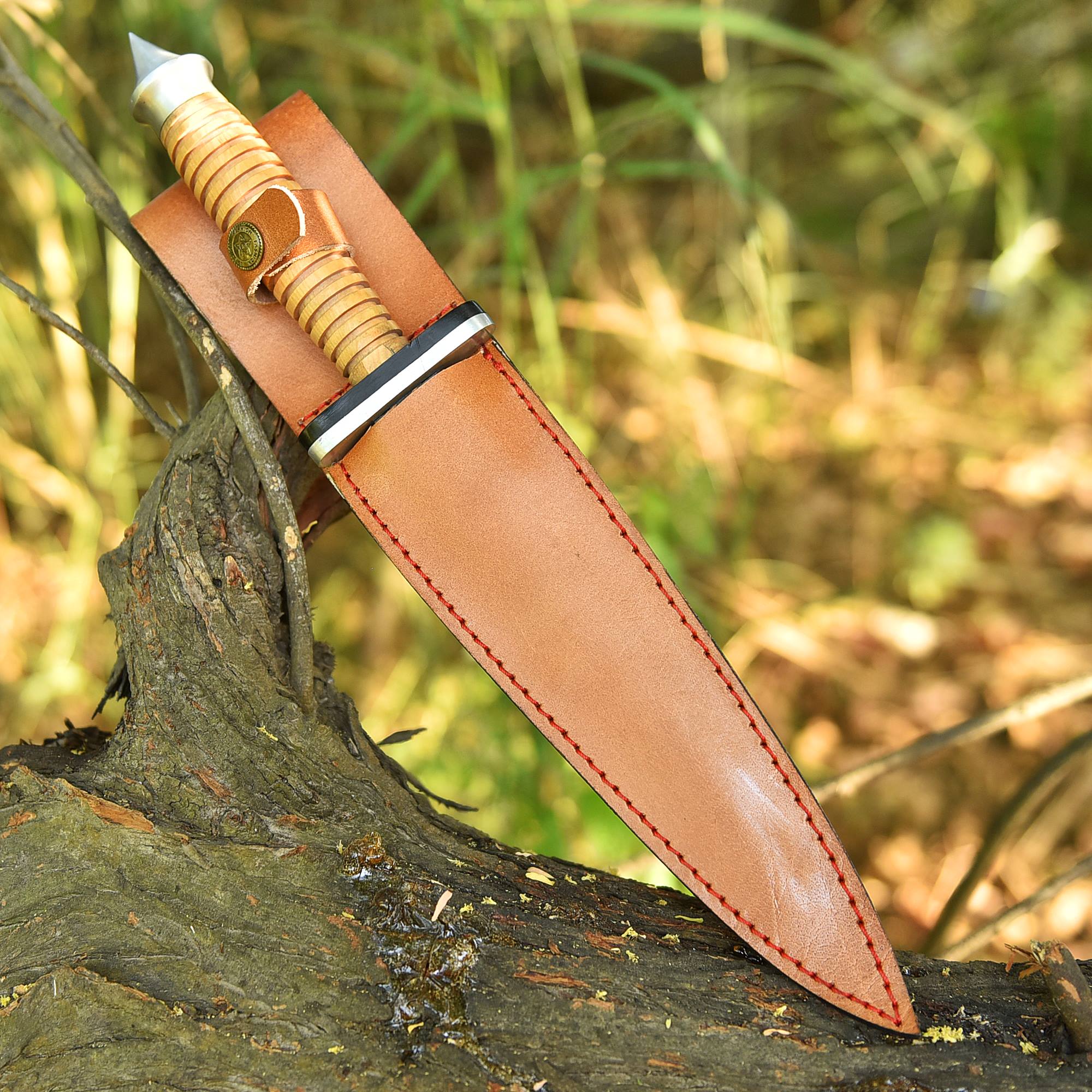 High Quality Handmade Double Edge Full Tang Dagger Knife Wood Handle - Image 5
