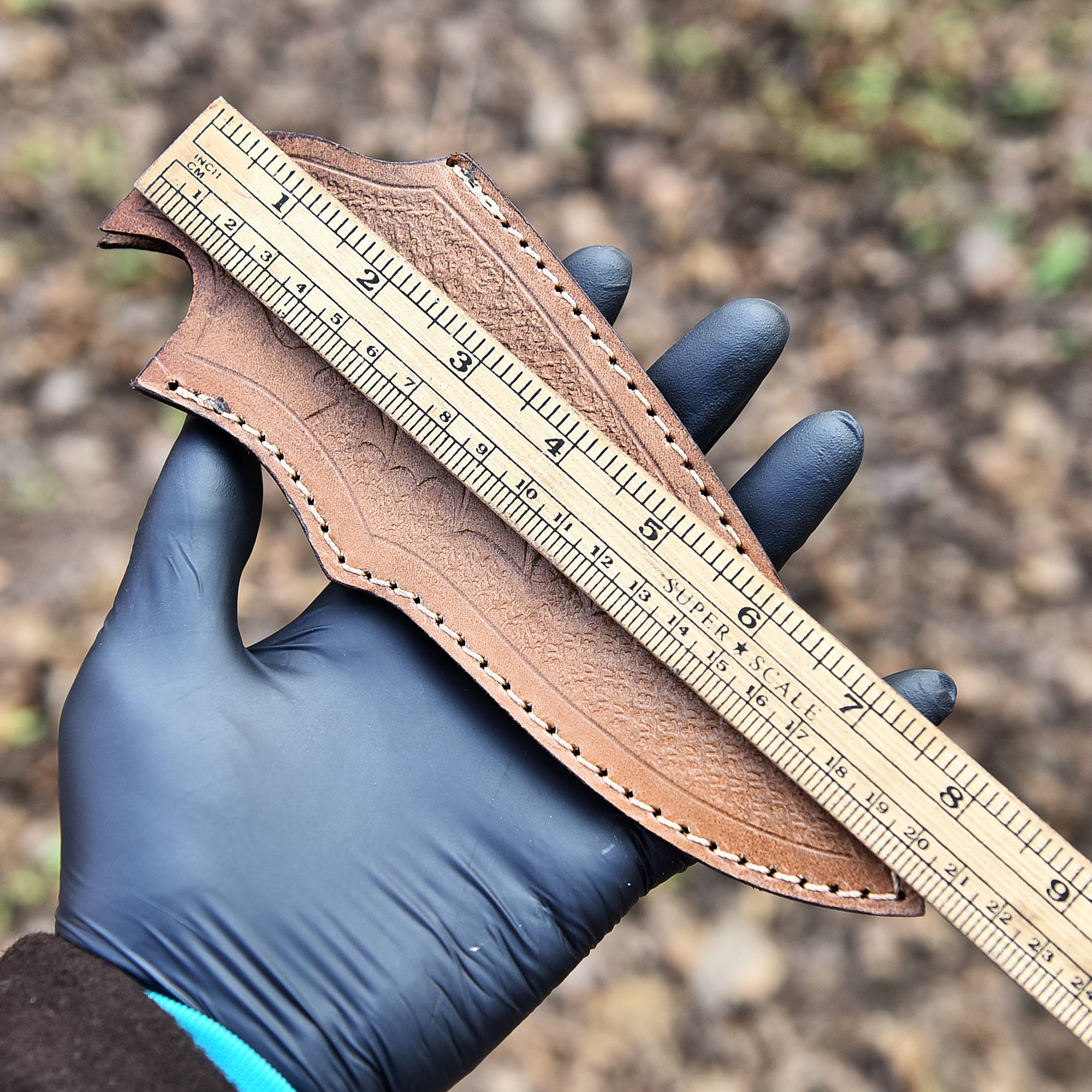 Leather Sheath For Fix Blade knife Multi-Tool - Leaf Engraved & Design - Image 5