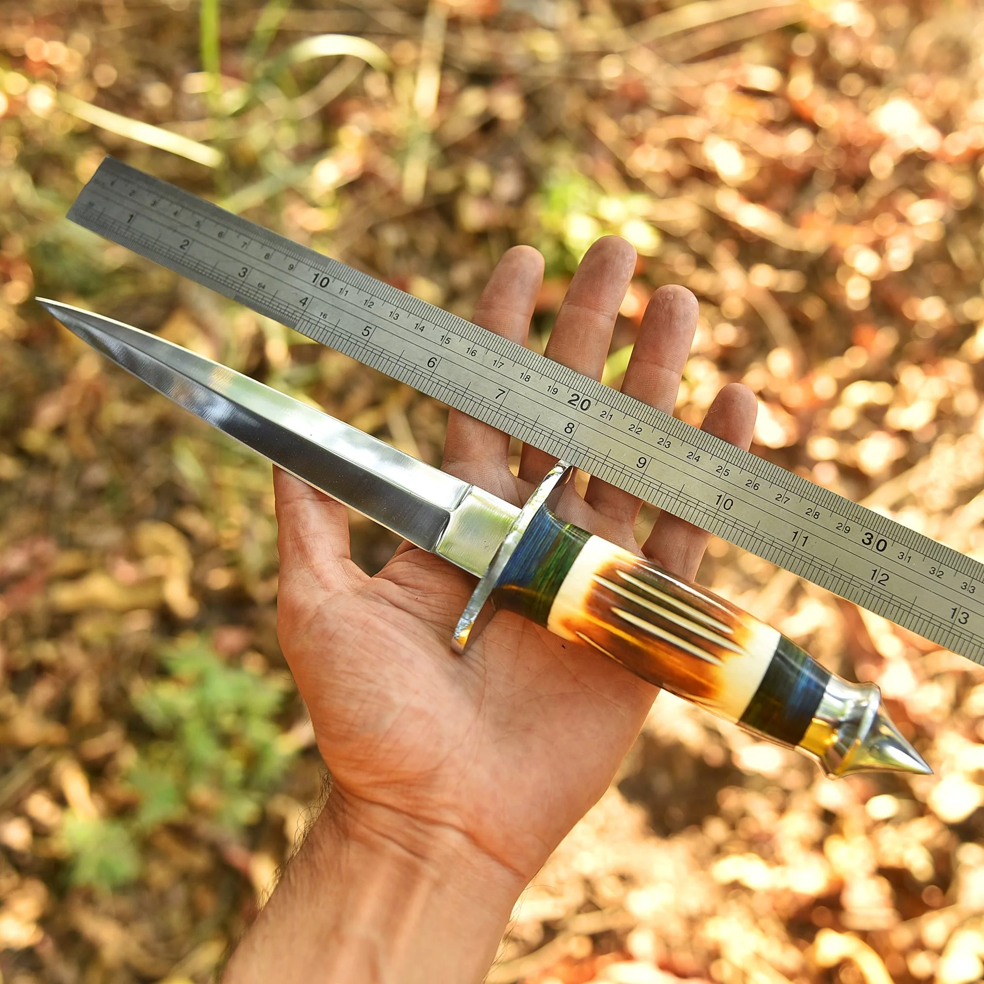 Luxury Custom Forged Hunting Carbon Steel Double Edge Dagger Stage Handle - Image 4