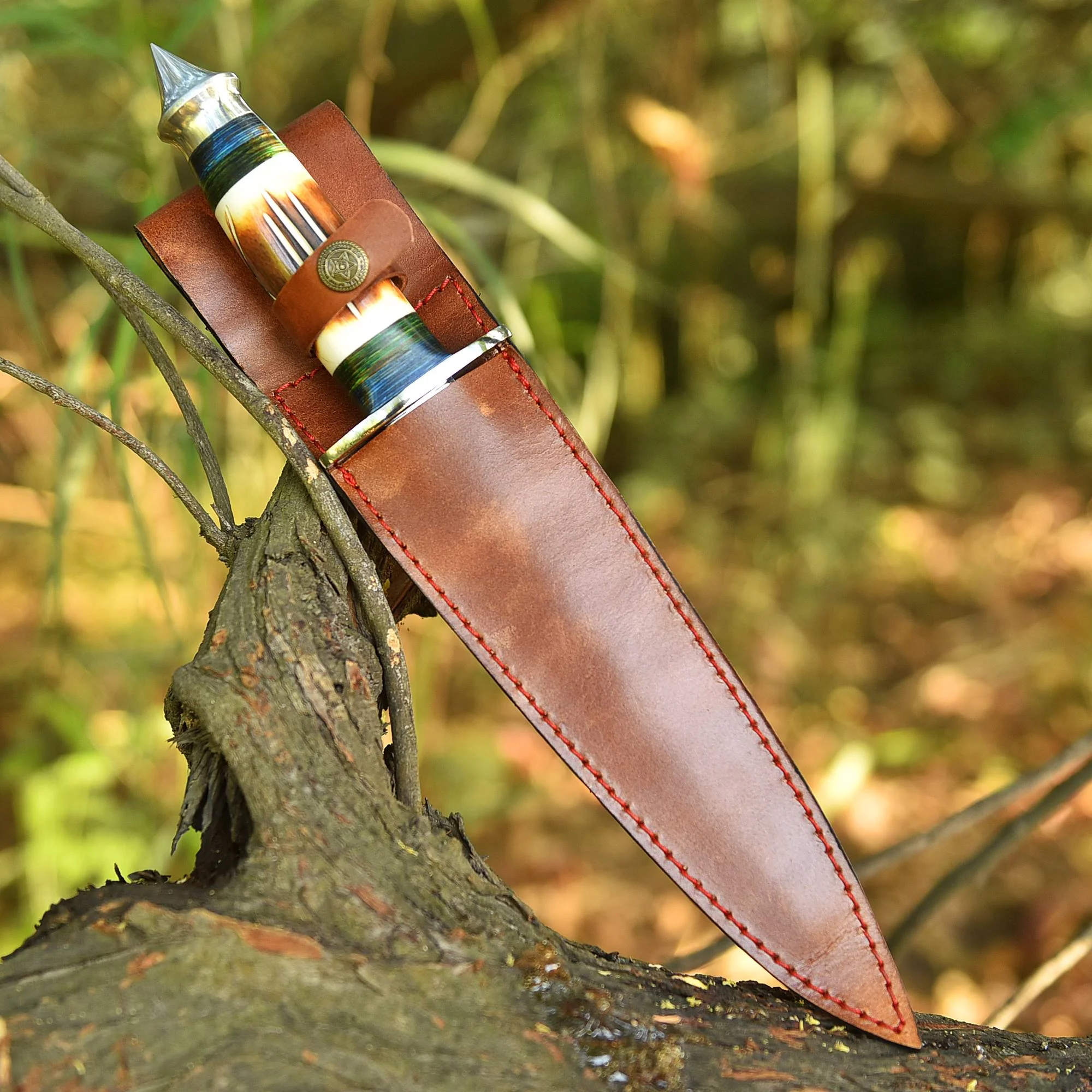 Luxury Custom Forged Hunting Carbon Steel Double Edge Dagger Stage Handle - Image 5