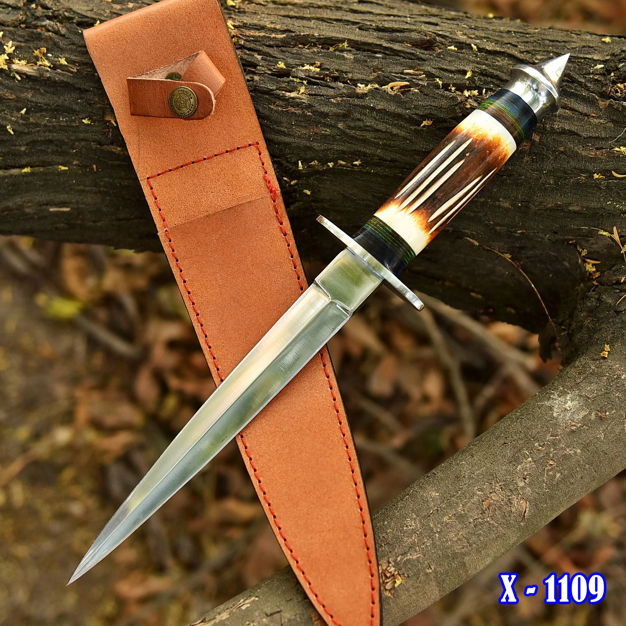 Luxury Custom Forged Hunting Carbon Steel Double Edge Dagger Stage Handle - Image 6