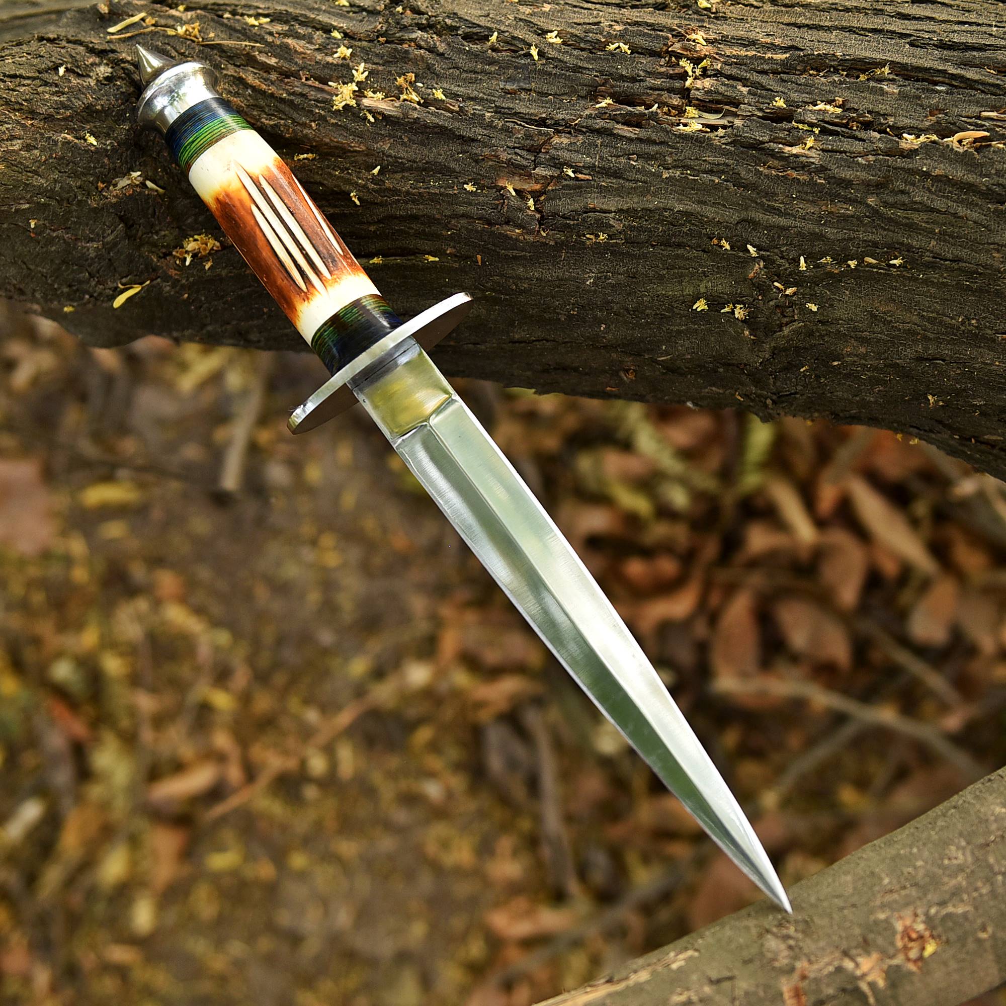 Luxury Custom Forged Hunting Carbon Steel Double Edge Dagger Stage Handle - Image 7