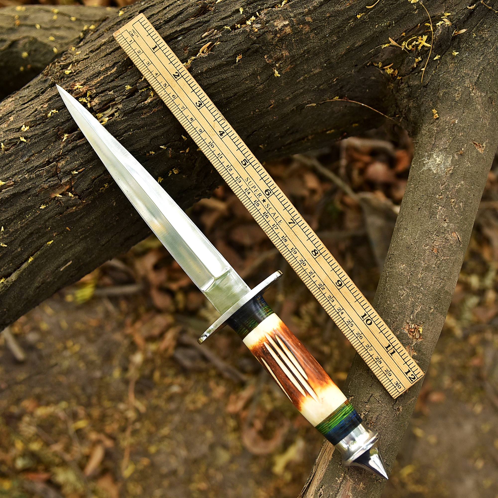 Luxury Custom Forged Hunting Carbon Steel Double Edge Dagger Stage Handle - Image 9