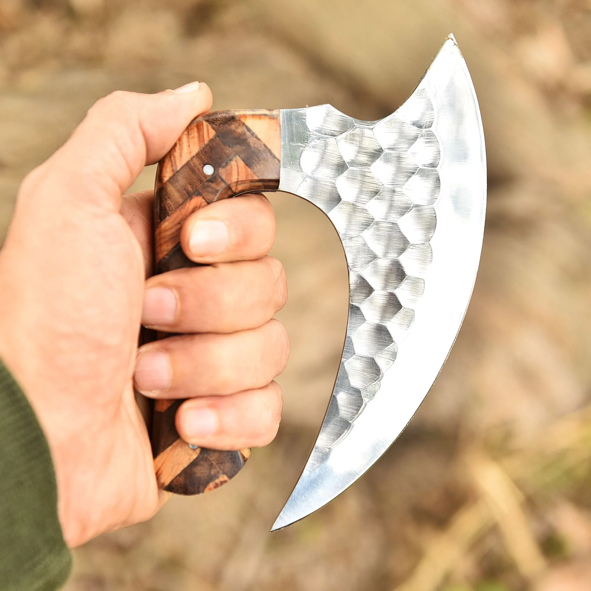 Luxury EDC Handmade Carbon Steel D2 Blade Alaska Knife With Sheath - Image 4