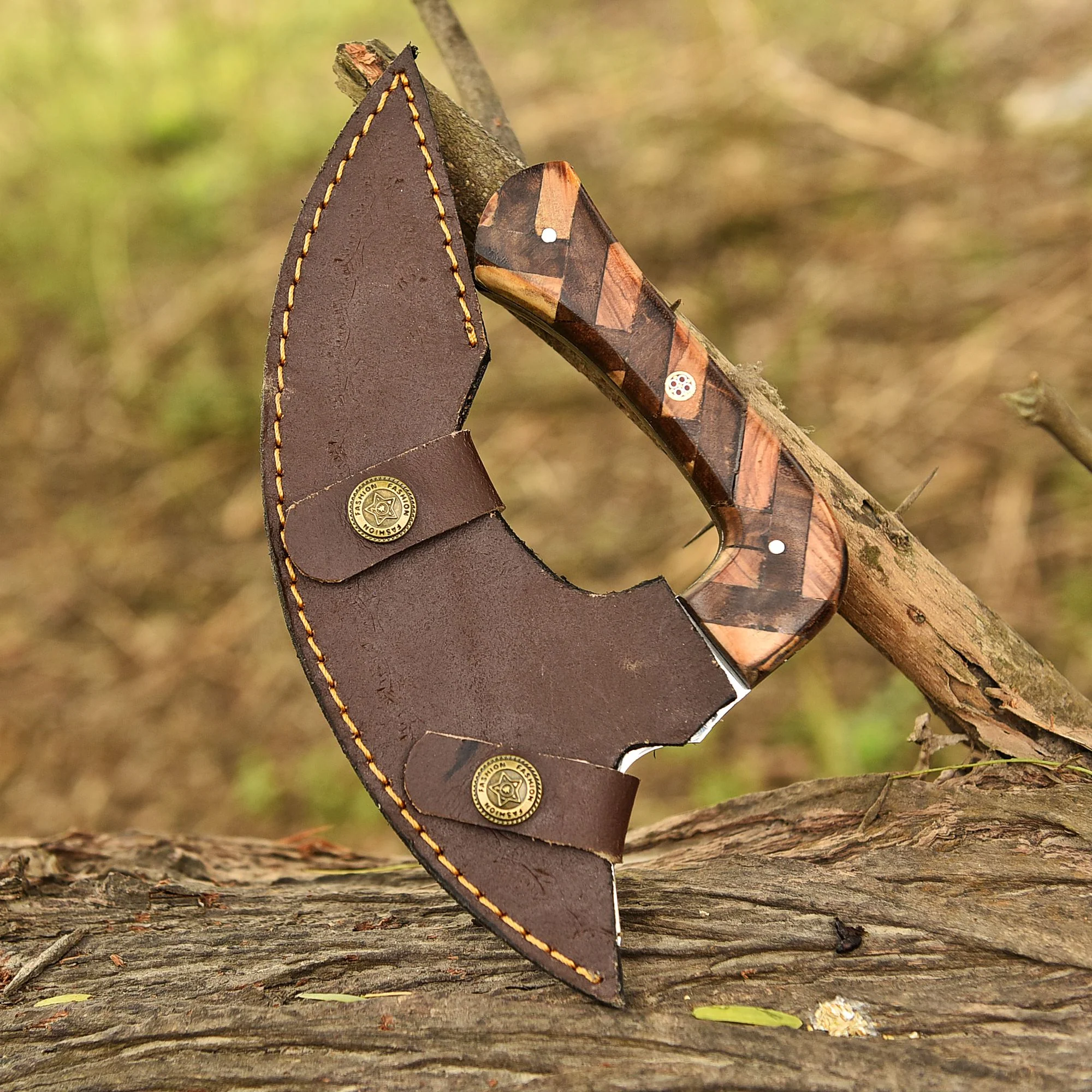 Luxury EDC Handmade Carbon Steel D2 Blade Alaska Knife With Sheath - Image 5