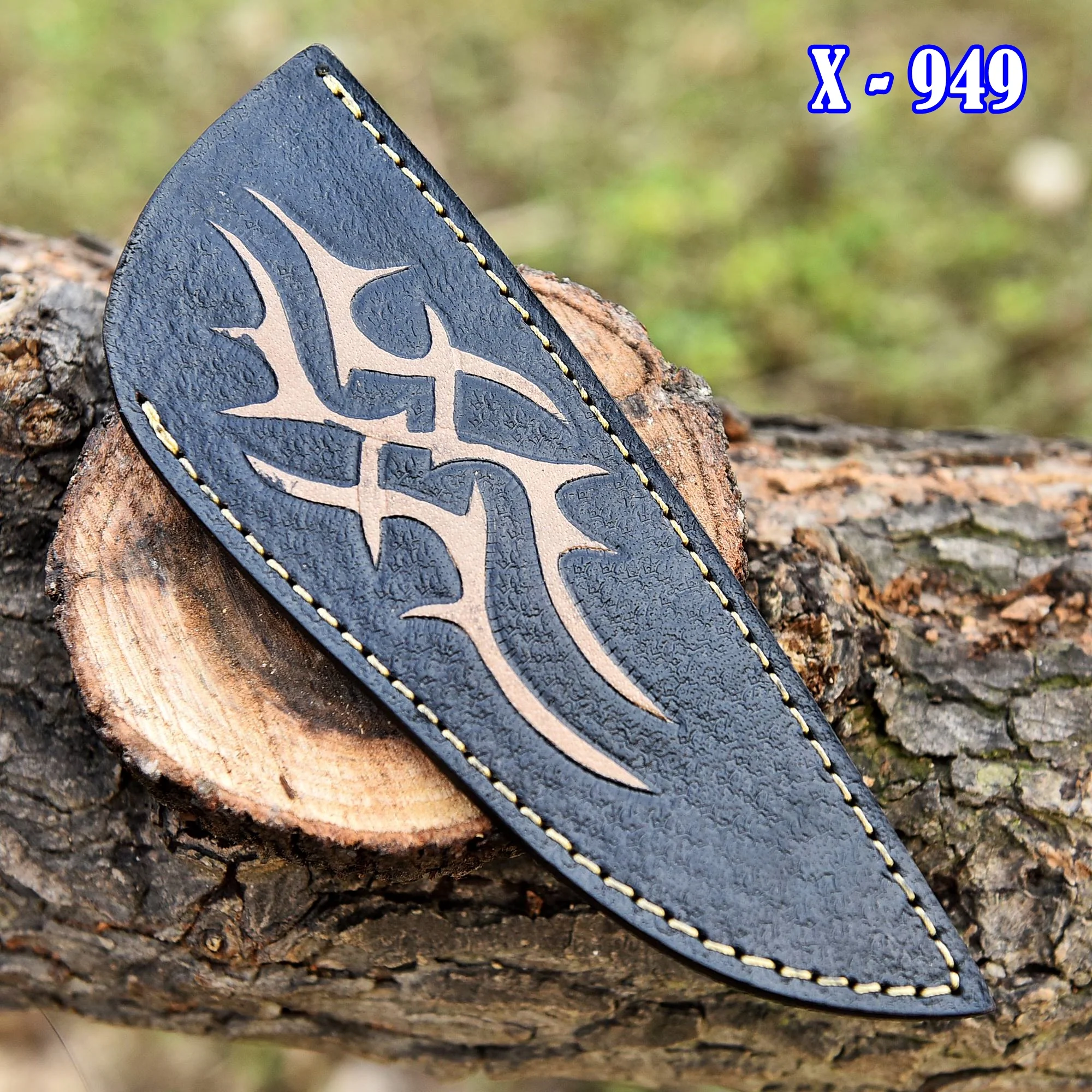 Luxury Handcrafted Engraved Leather Fixed Blade Knife Protection Sheath - Image 2