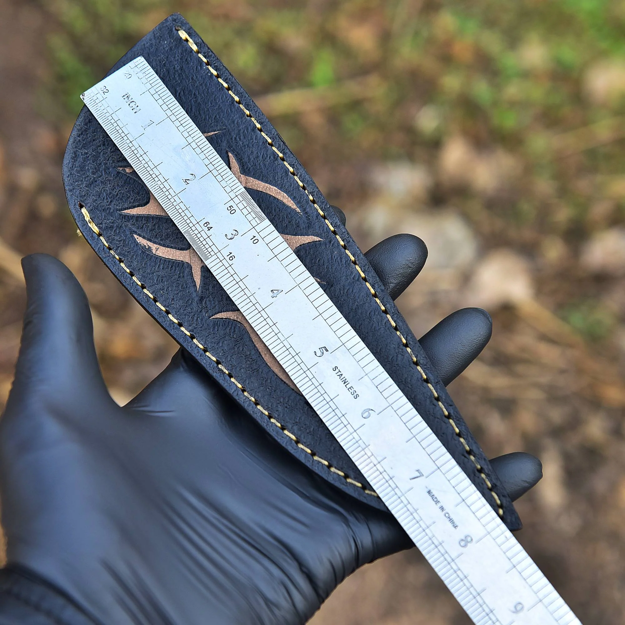 Luxury Handcrafted Engraved Leather Fixed Blade Knife Protection Sheath - Image 5