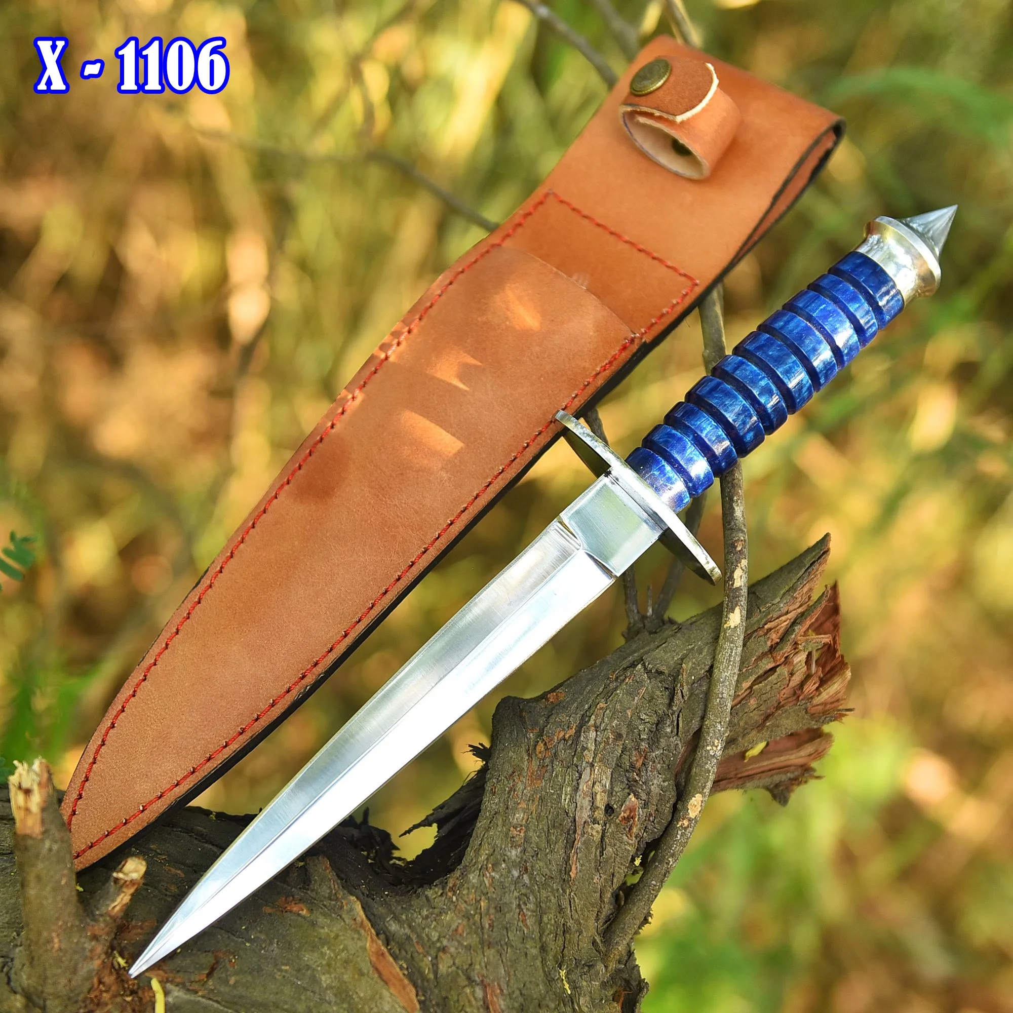 Luxury Mirror Polish Double Edge Dagger Knife Resin Handle With Sheath - Image 2