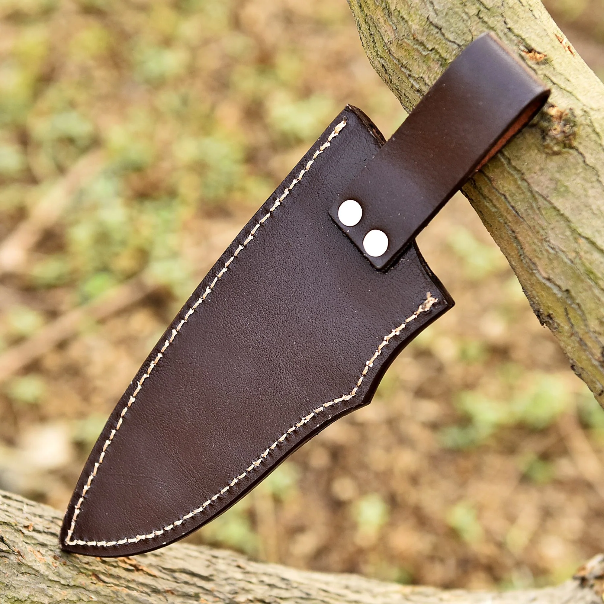 Luxury Outdoor Lion Engraved Genuine Leather Fixed Blade Knife Sheath - Image 4
