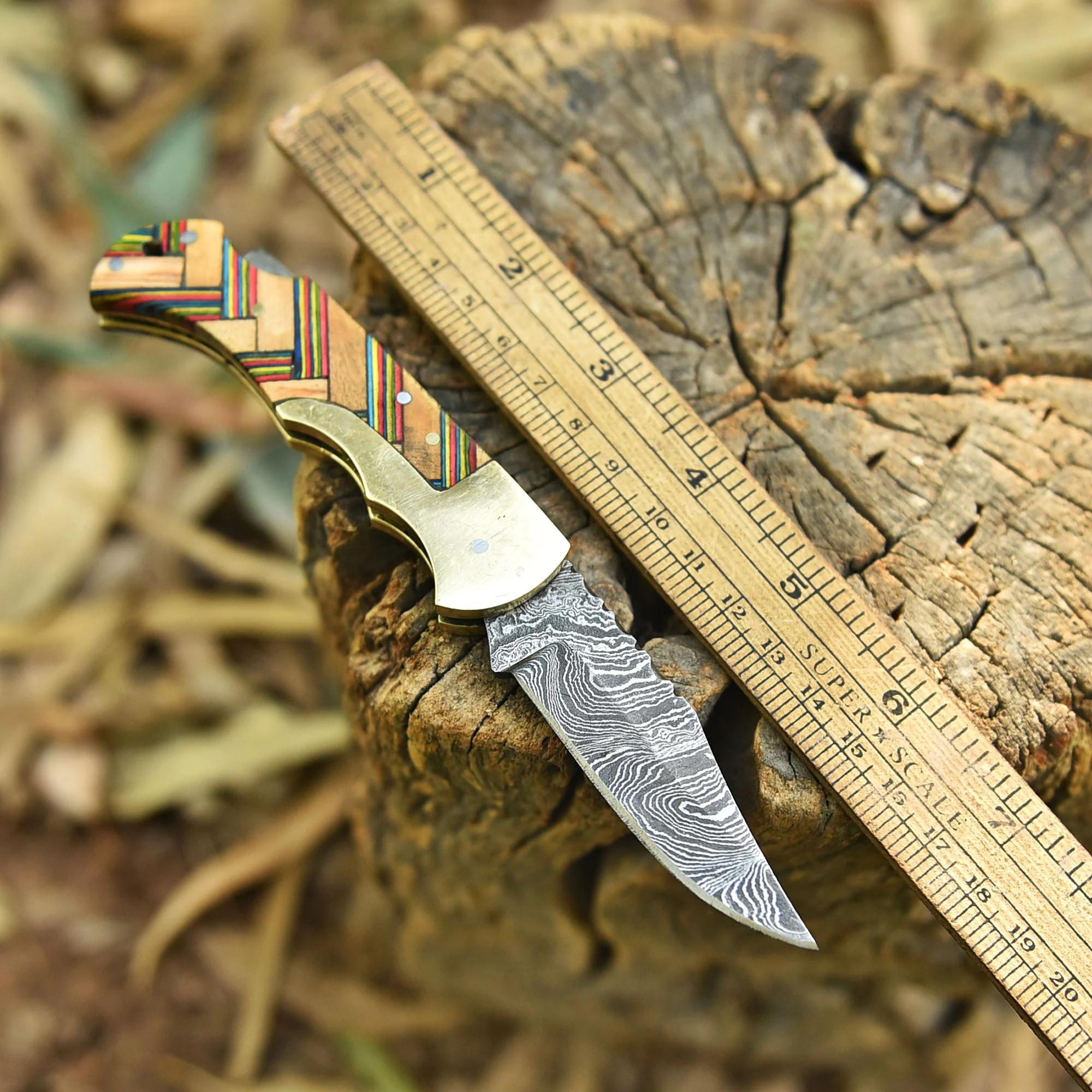 Master Crafted Handmade Damascus Steel Folding Blade Pocket Knife - Image 2