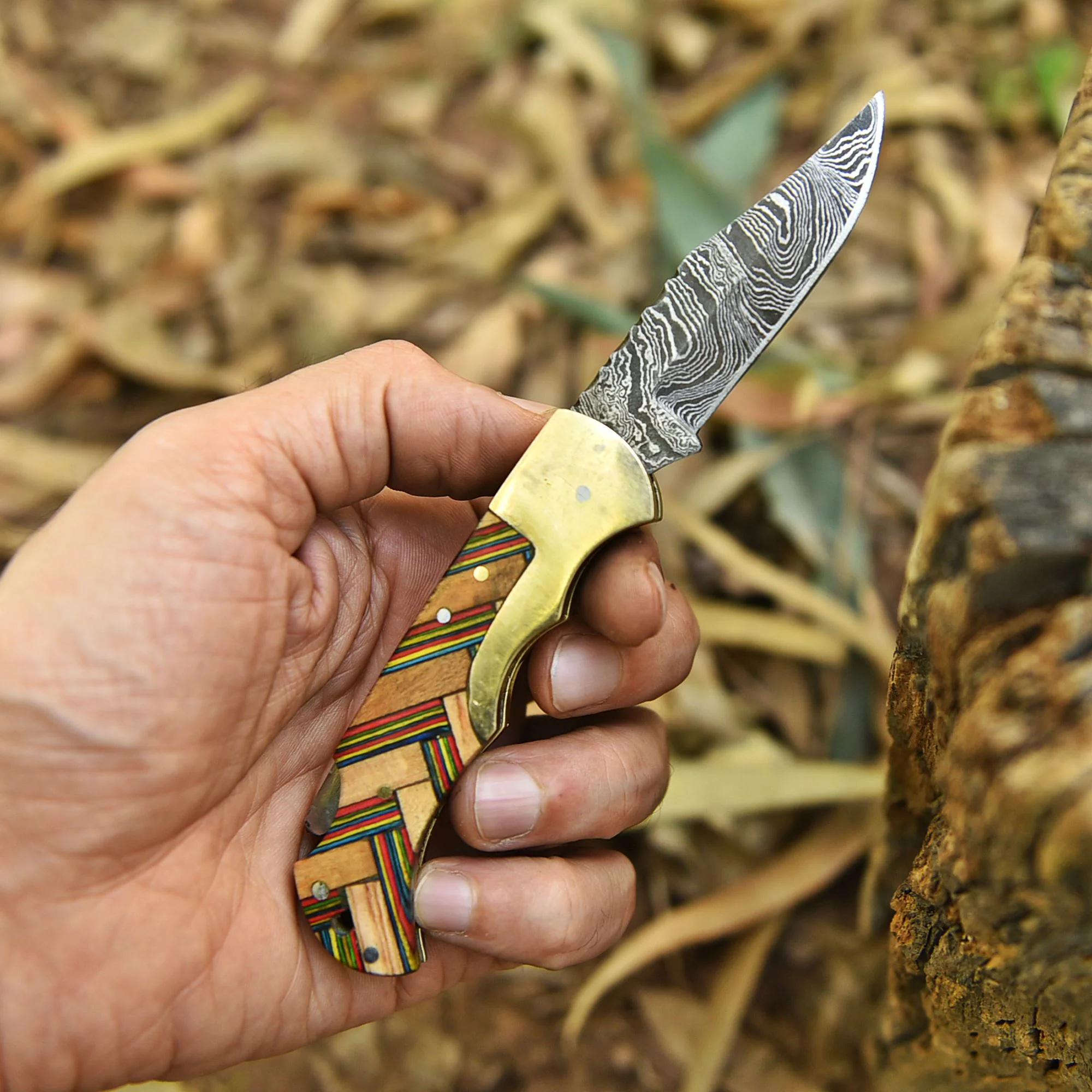 Master Crafted Handmade Damascus Steel Folding Blade Pocket Knife - Image 3
