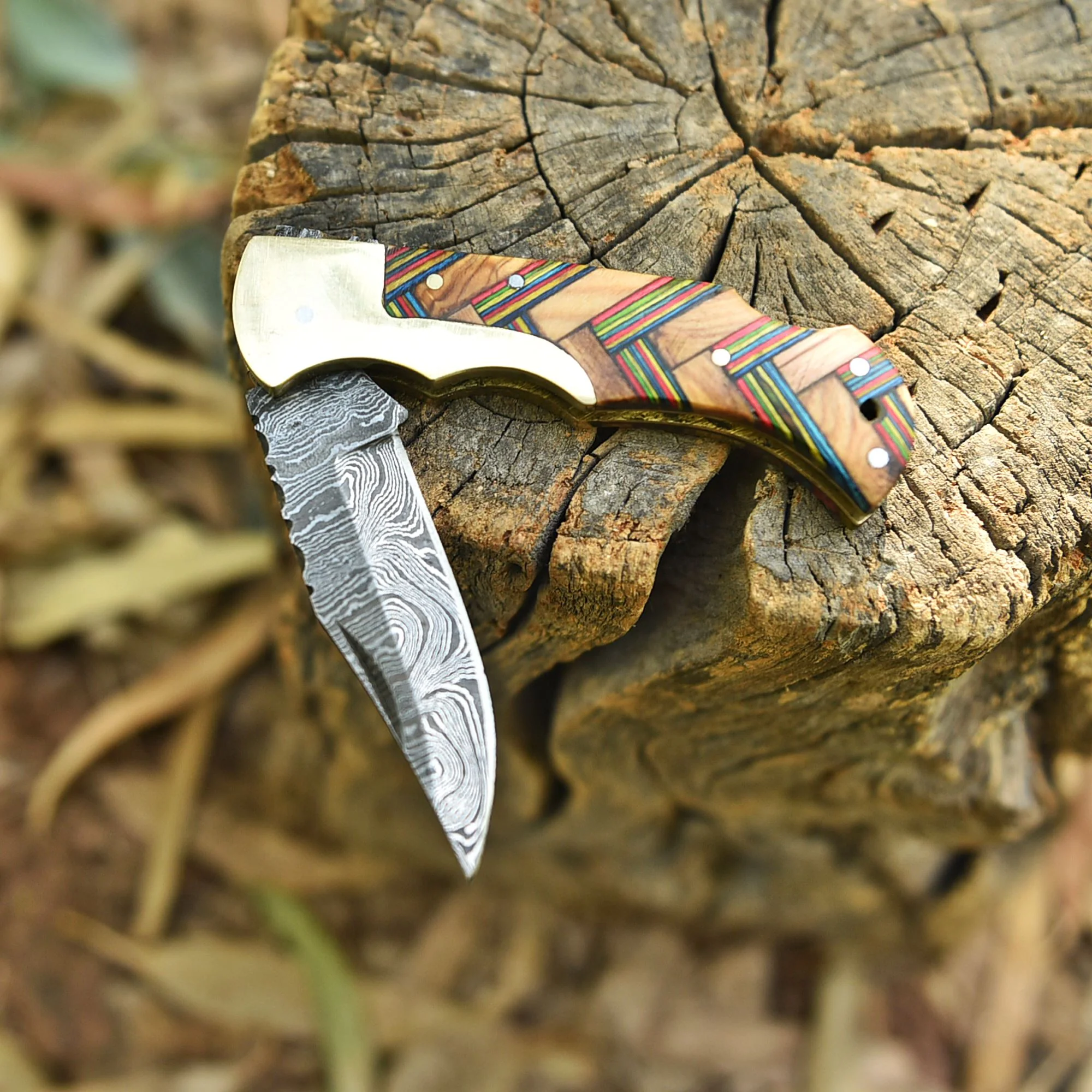 Master Crafted Handmade Damascus Steel Folding Blade Pocket Knife - Image 4