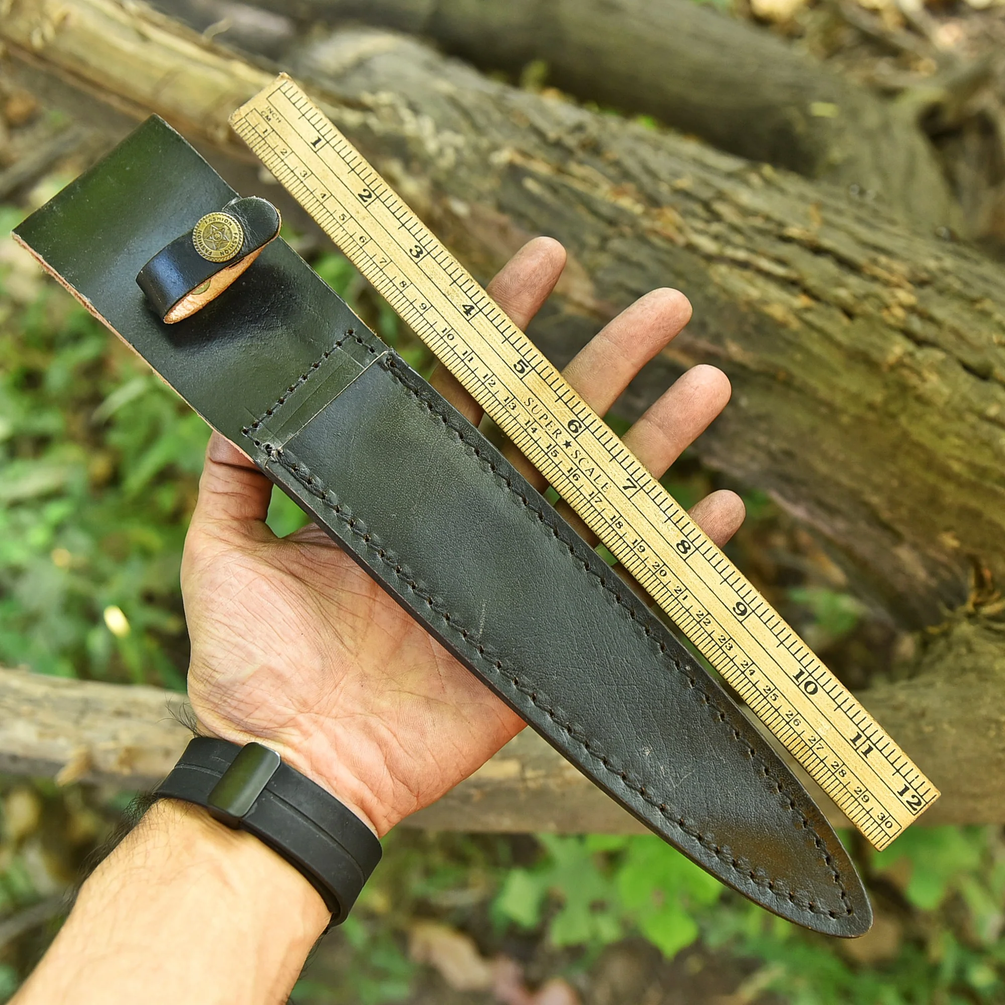 Premium Build Tactical Double Edge Blade Knife Leather Buffalo Sheath - Image 5