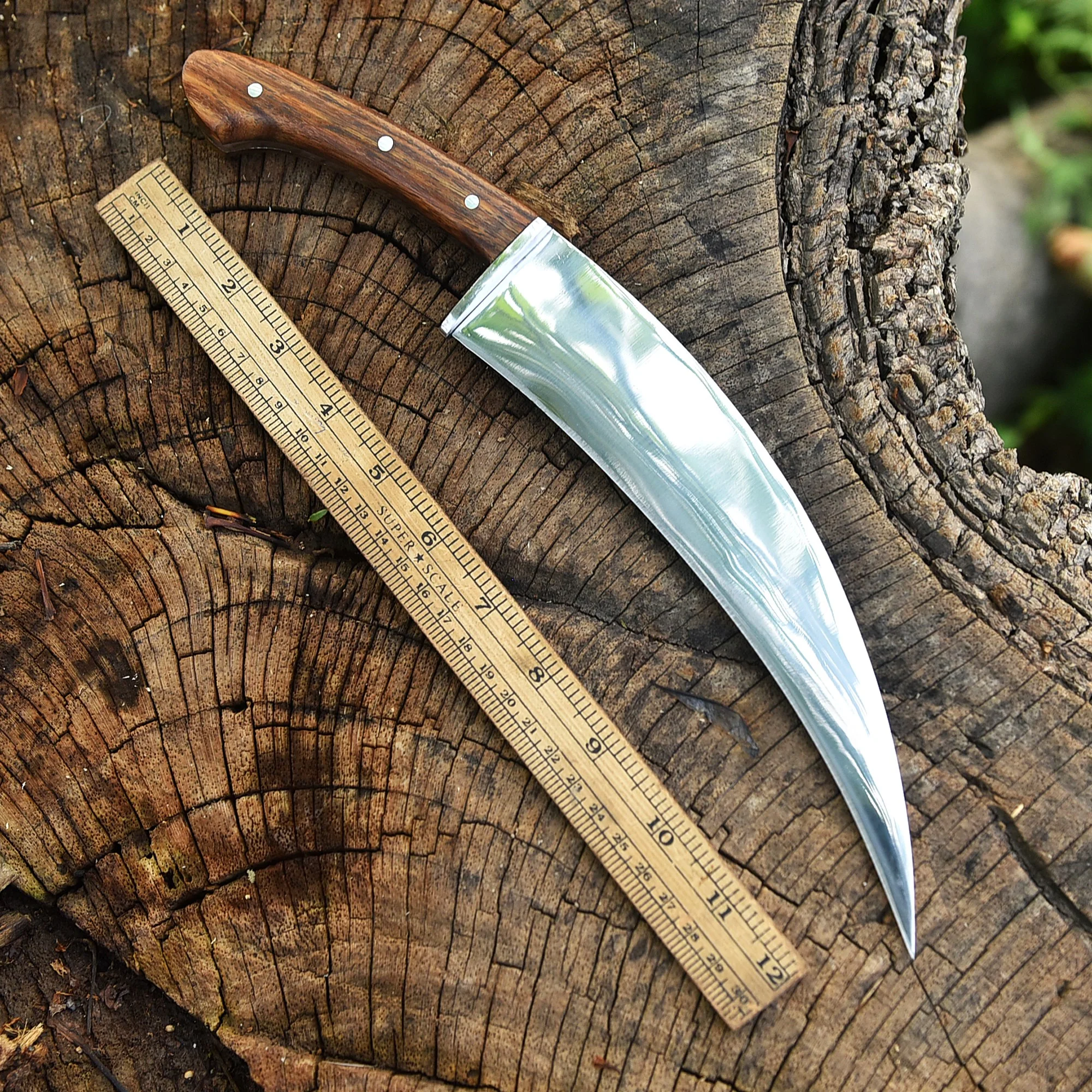 Premium Hand Crafted Curved Carbon Steel Karambit Fixed Blade Knife - Image 3