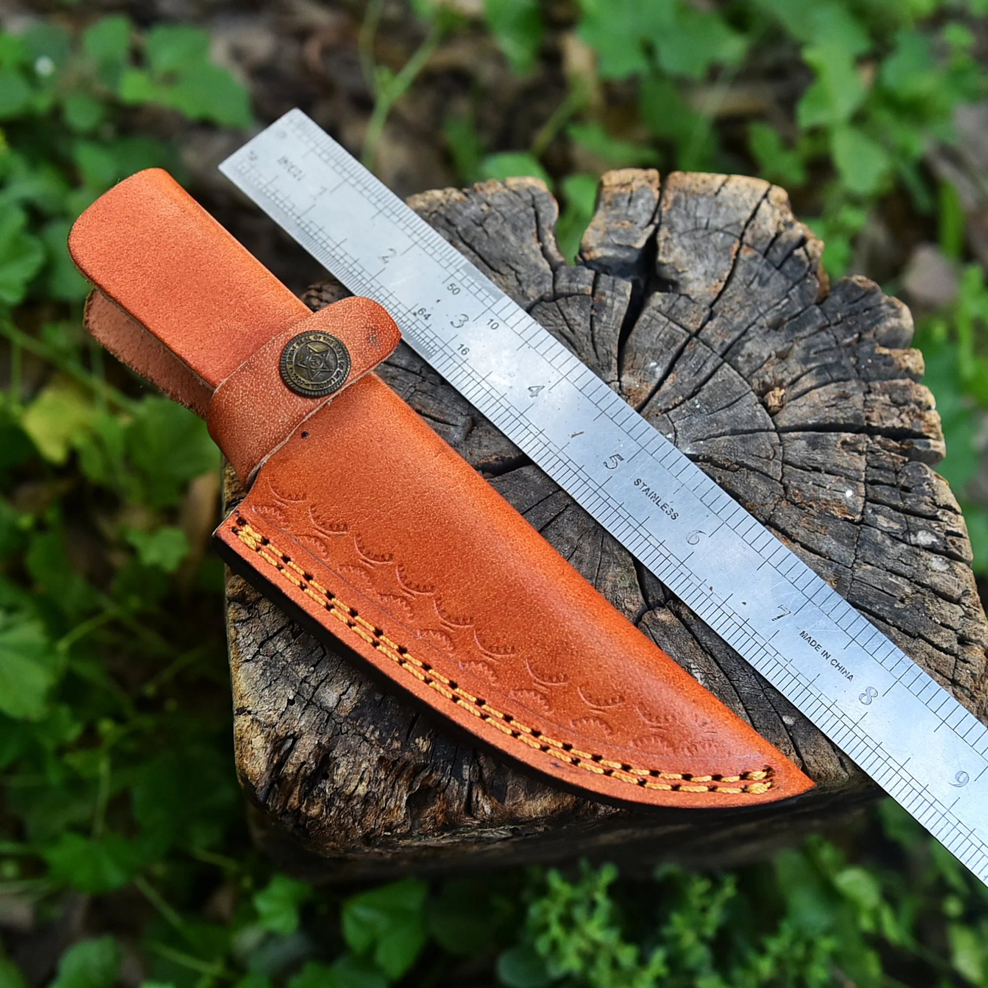 Premium Handmade Full Grain Leather Fixed Blade Knife Belt Carry Sheath - Image 5