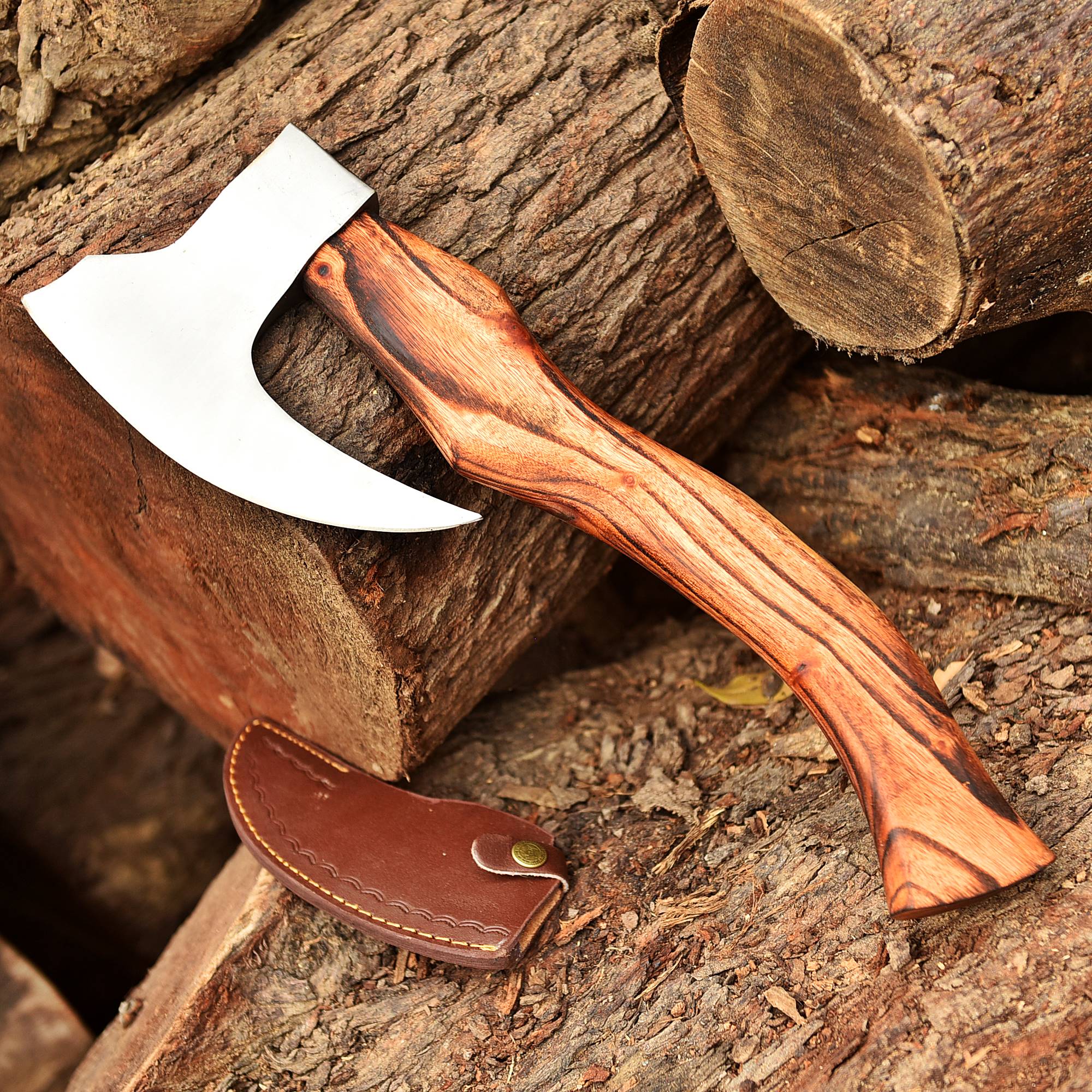 Premium Viking Axe, Hand Forged Viking Camping Axe with Dark wood Shaft & Carbon Steel - Image 3