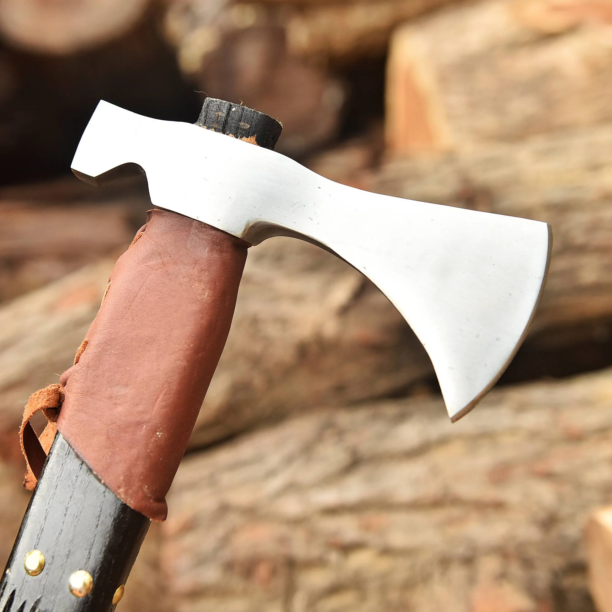 Premium Viking Axe, Hand Forged Viking Camping Axe with Leather Sheath - Image 3