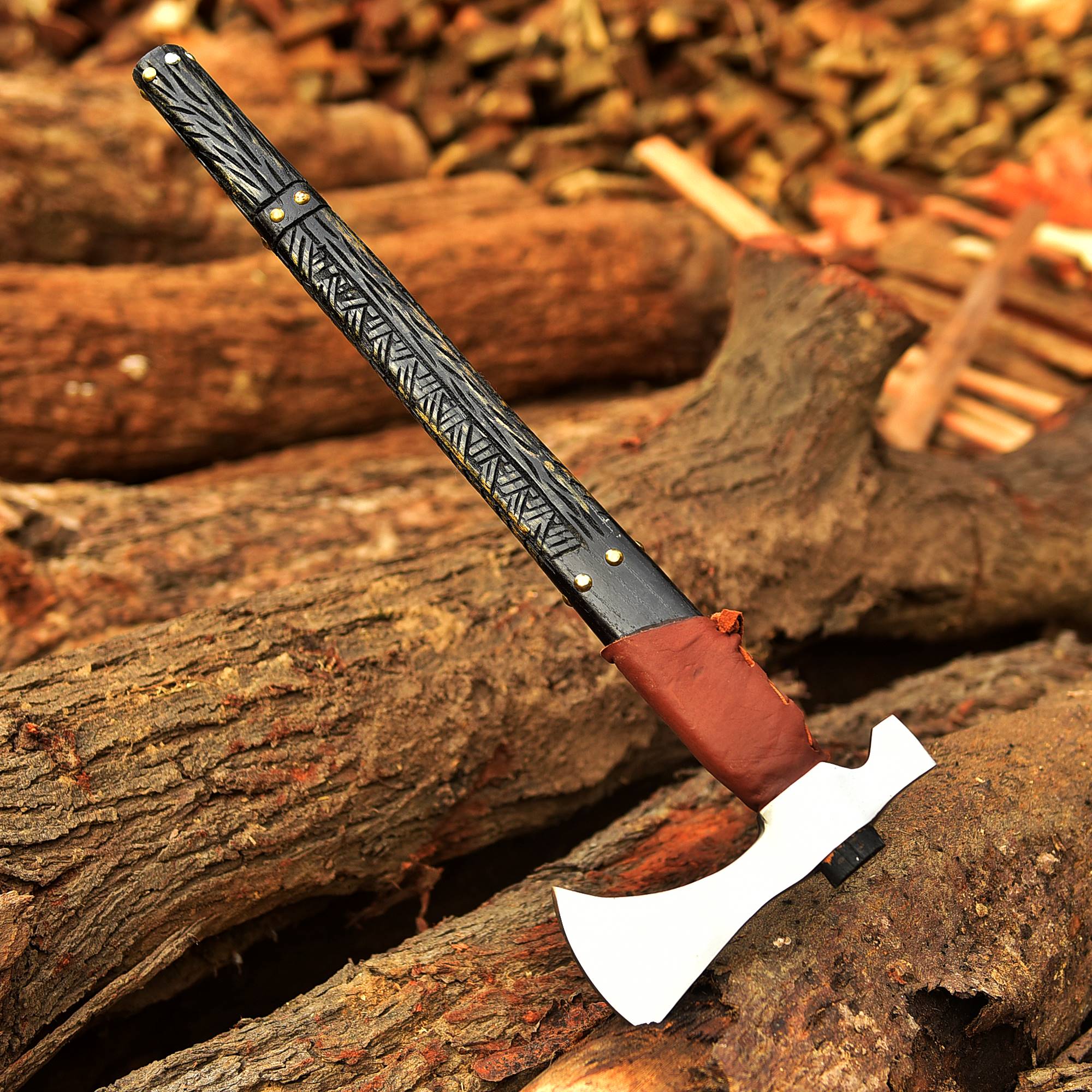 Premium Viking Axe, Hand Forged Viking Camping Axe with Leather Sheath - Image 4