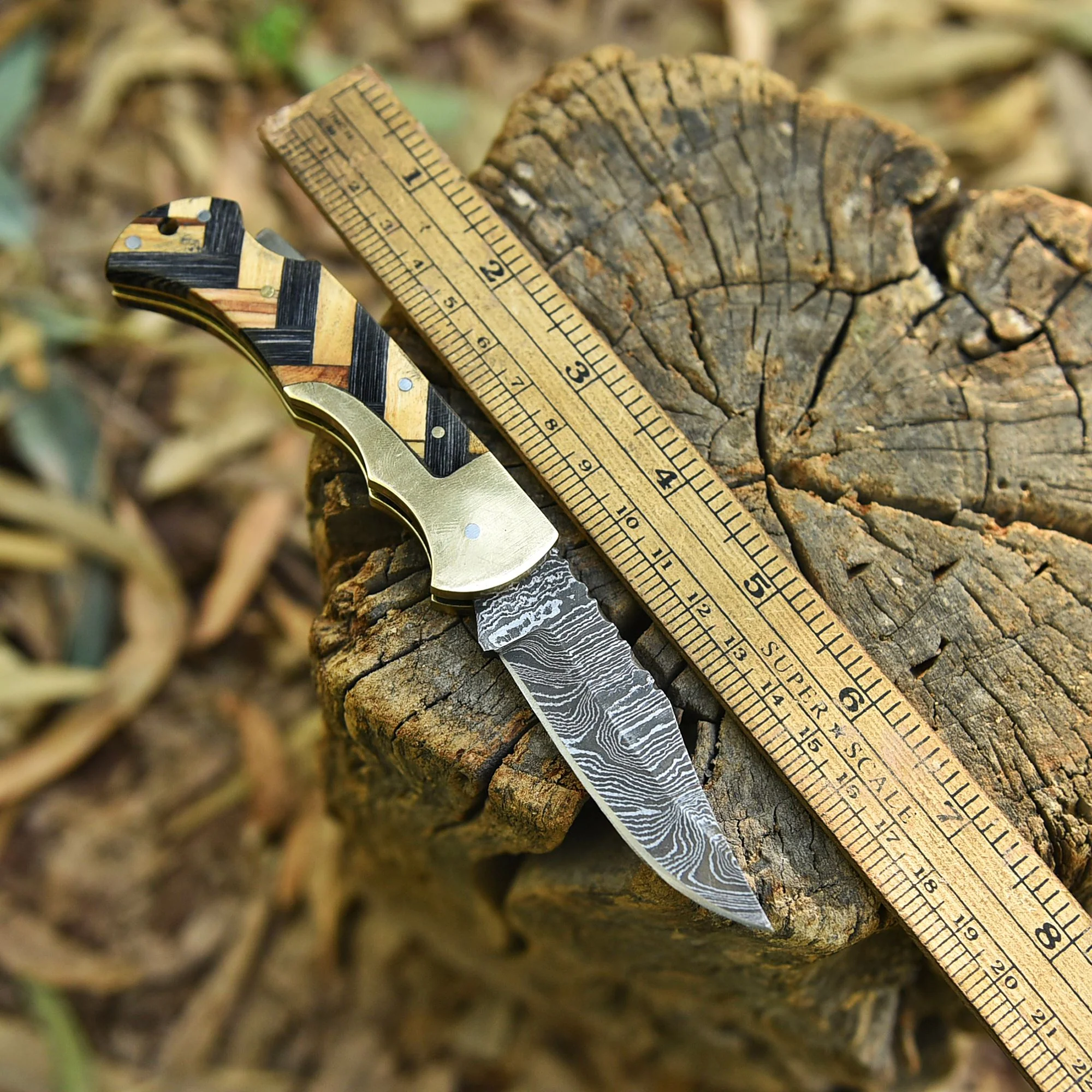 Professional EDC Handmade Damascus Steel Folding Blade Pocket Knife - Image 2