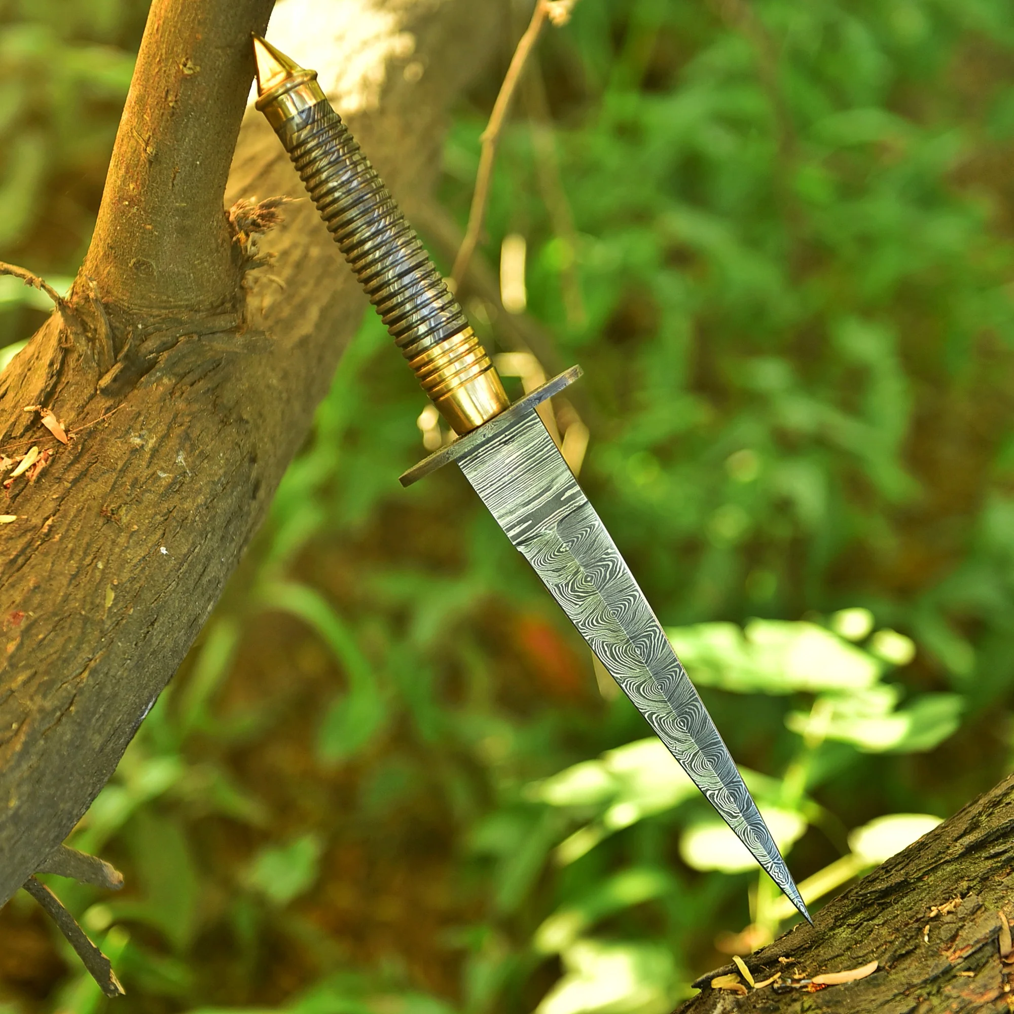 Professional Handmade Damascus Steel Double Edge Dagger Knife EDC - Image 3
