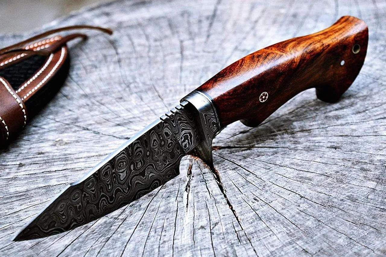 ROAR 10" Handmade Damascus Hunting Knife with Leather Sheath - Ideal Skinning Camping Outdoor EDC Fixed Blade Survival - Image 3