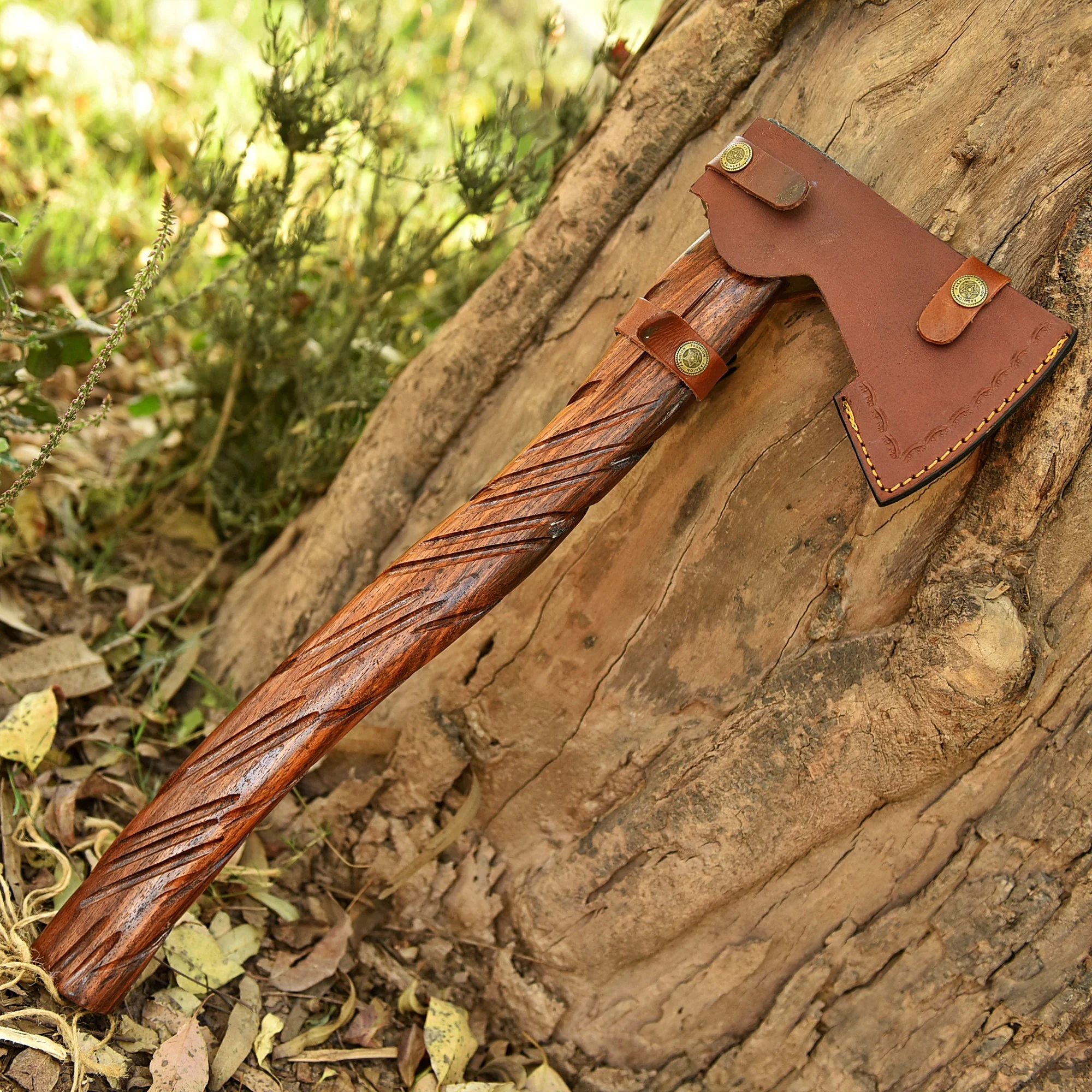 Small Forged Carbon Steel Axe with Engrave Wood Shaft - Viking Axe - Image 5