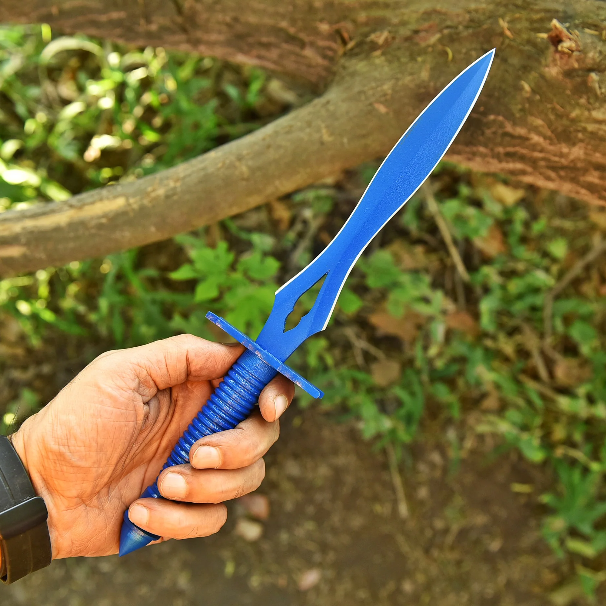 Tactical EDC Handcrafted Carbon Steel Double Edge Blade Dagger Knife With Sheath - Image 3