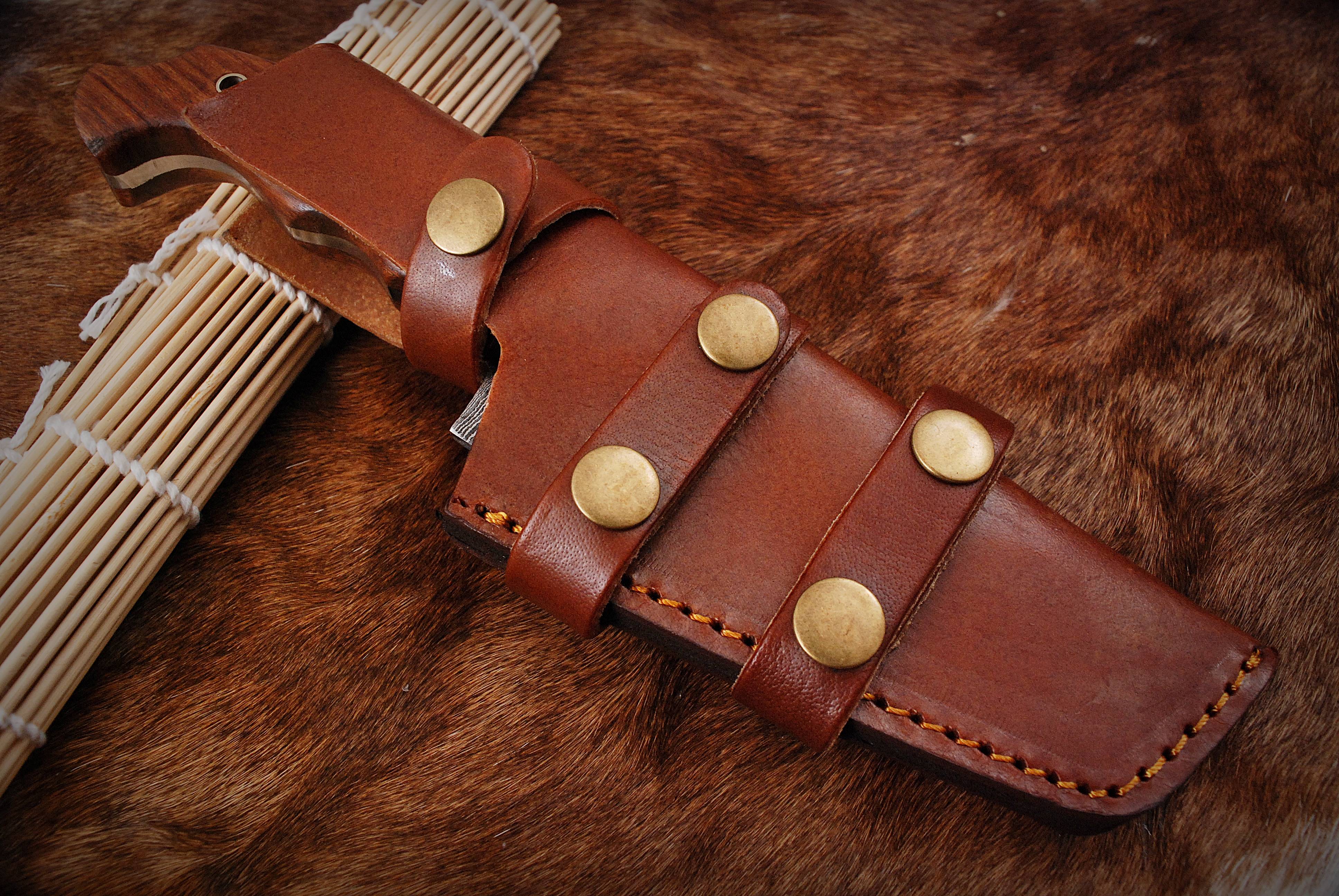 Tom Tracker Knife Forged Damascus Fixed Blade Hunting Skinning Knife Bull Cutter with Vertical Sheath - Image 10