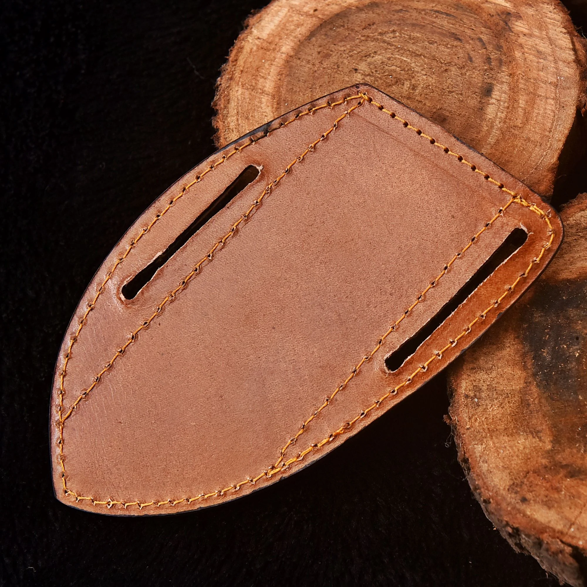 Traditional Luxury Handmade Folding Knife Engraved Leather Sheath - Image 4