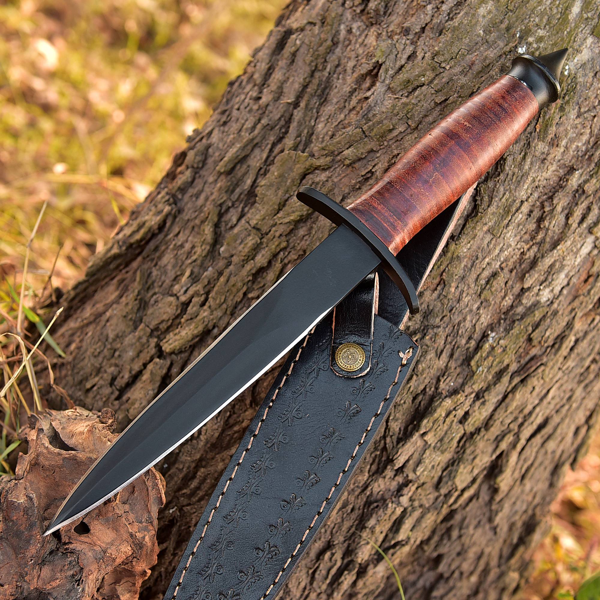 V-42 Dagger 440 Leather Replica US Special Forces WWII Fixed Knife x-726
