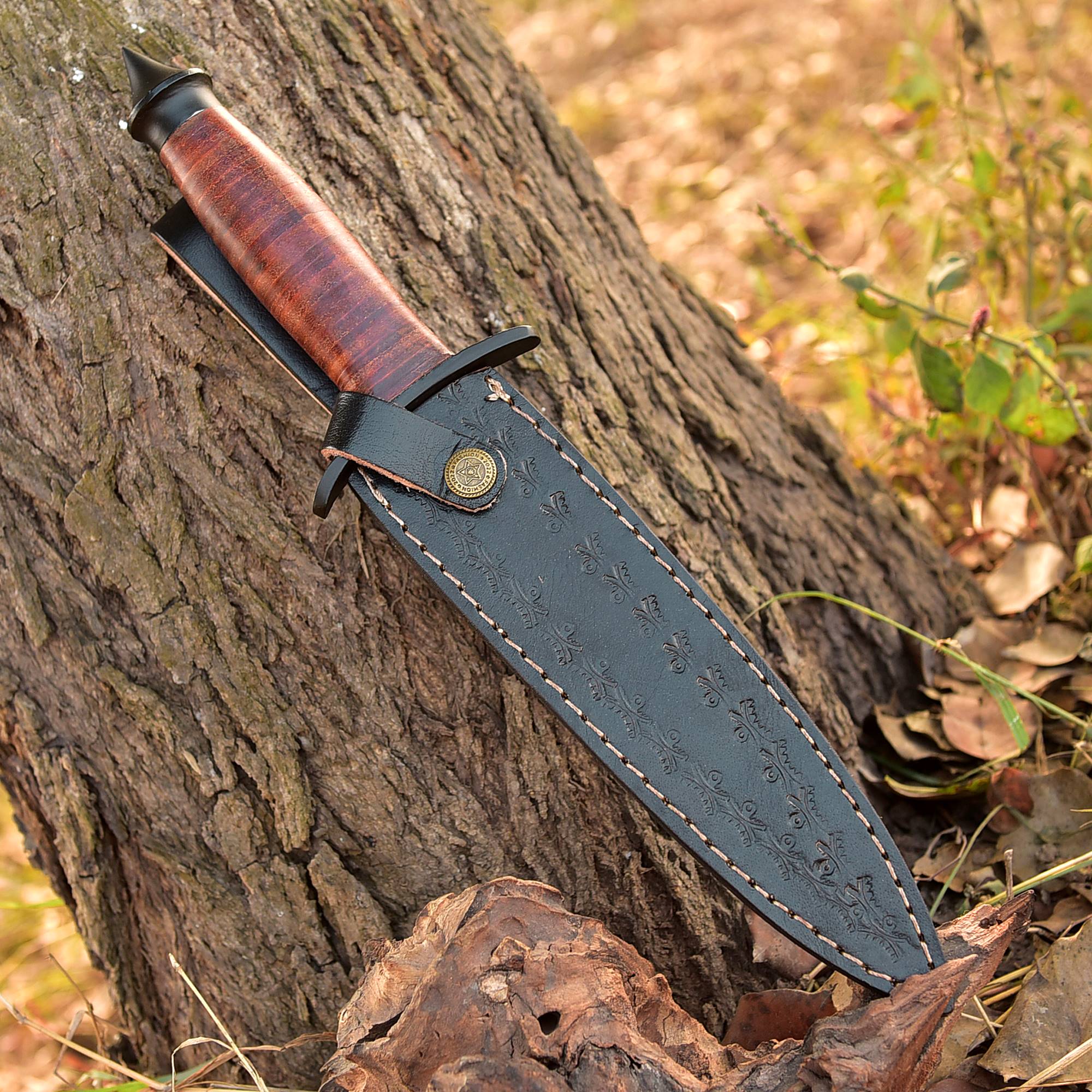 V-42 Dagger 440 Leather Replica US Special Forces WWII Fixed Knife x-726 - Image 5