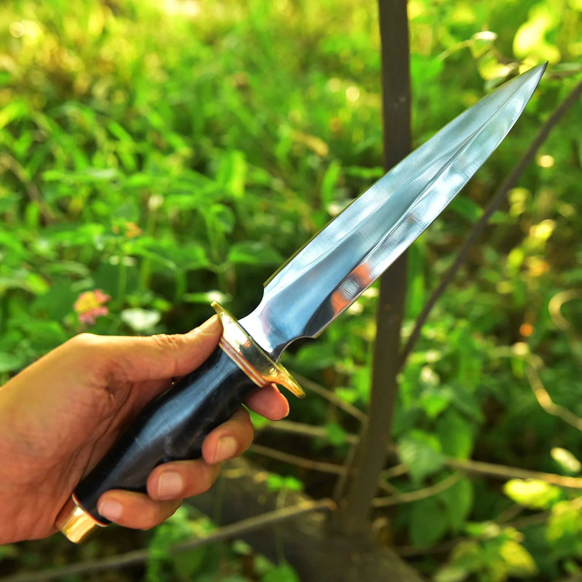 Vintage Sykes Fairbairn Double-Edged V42 Military Knife With Leather Sheath - Image 4