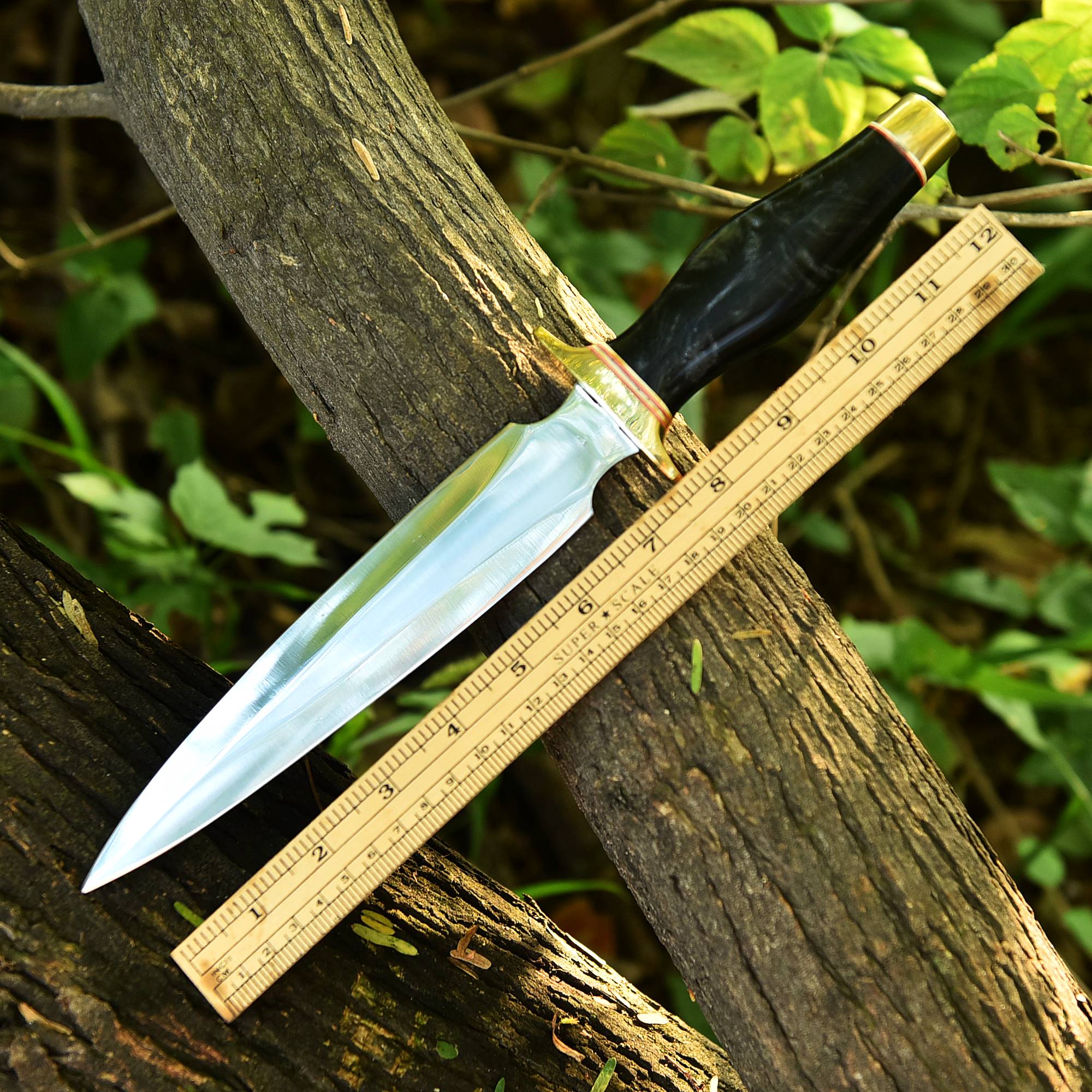 Vintage Sykes Fairbairn Double-Edged V42 Military Knife With Leather Sheath - Image 5